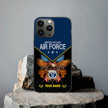 Unique Custom Name, Rank, USAF Phone Case VPVC506212, Gifts For Air Force Veteran, Best Gifts On Father's Day, Independence Day, Veterans Day.