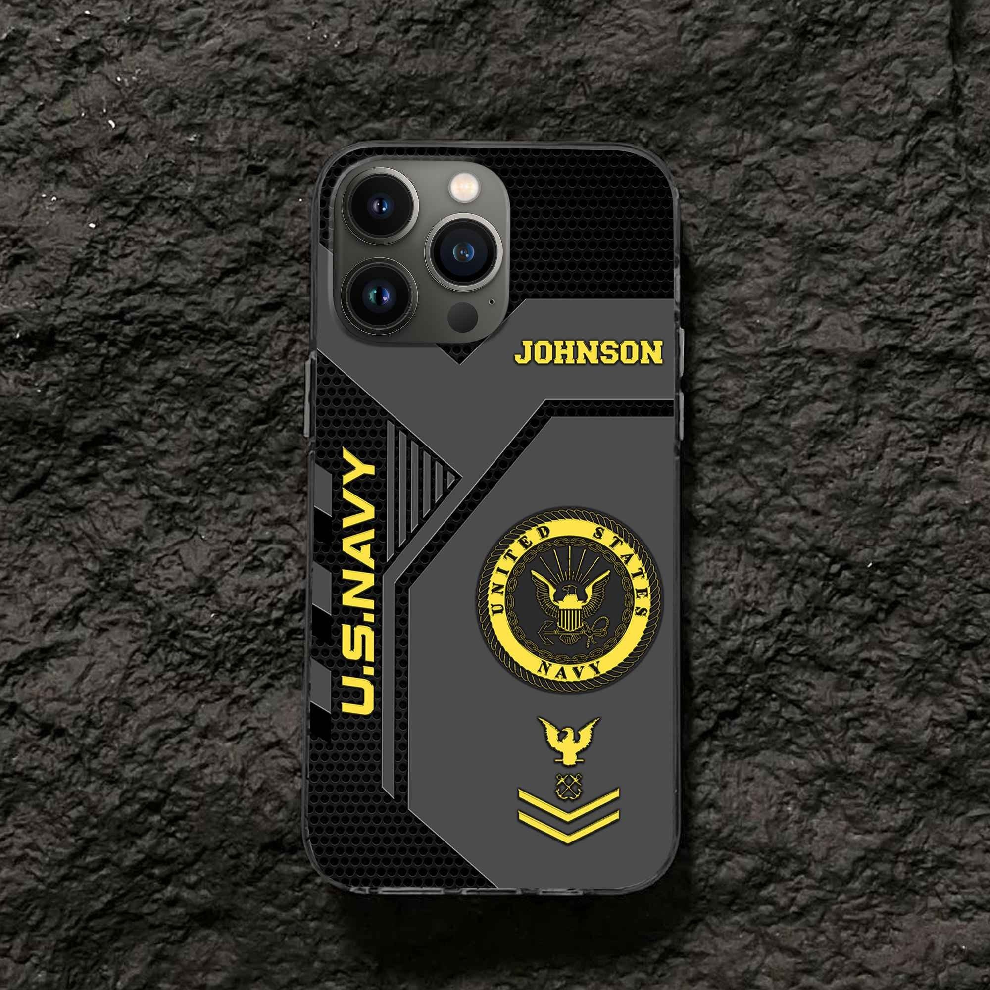 Premium US Navy Phone Case VPVC506602, Custom Name, Rank, Gifts For Navy Veteran, Best Gifts On Father's Day, Armed Forces Day, Independence Day, Veterans Day.