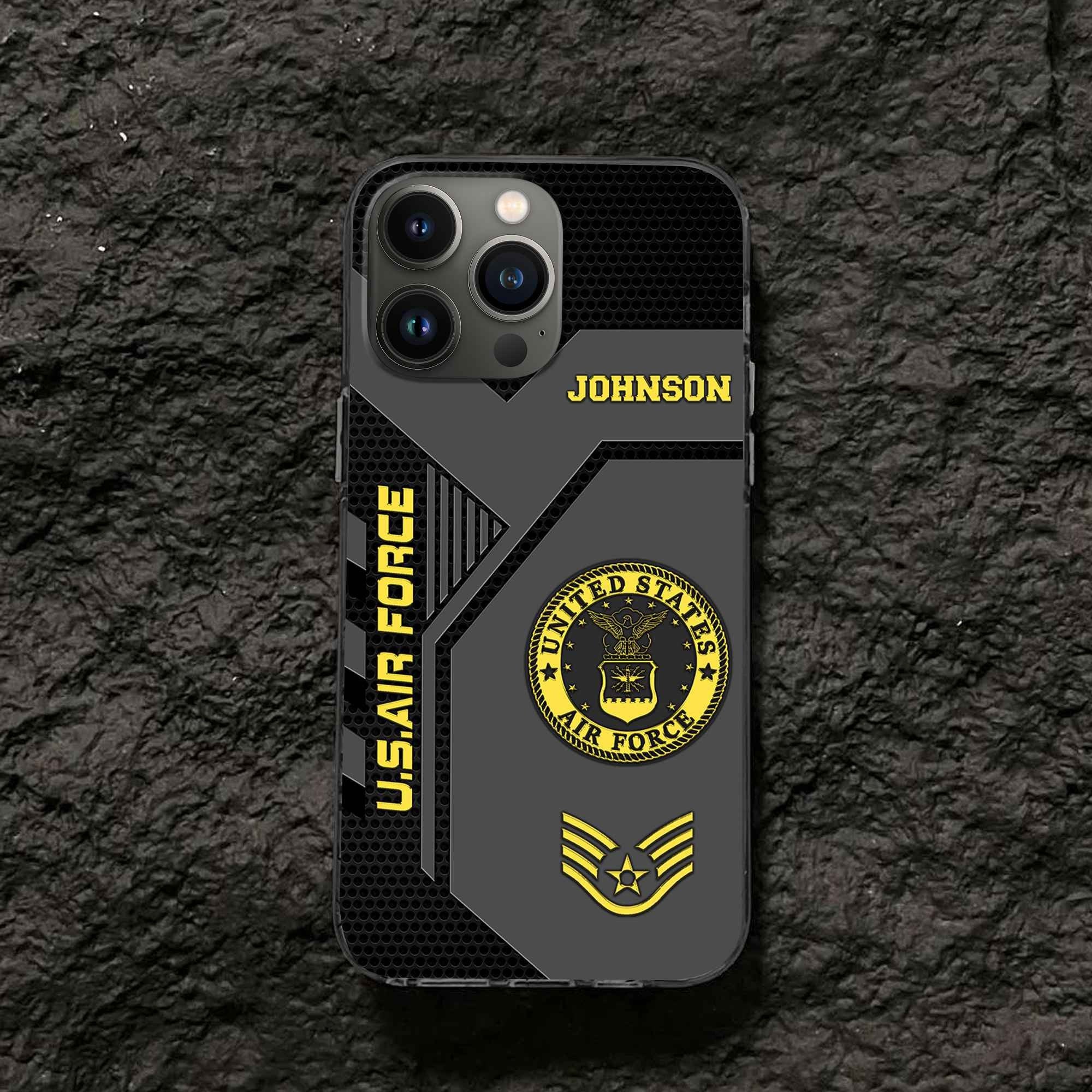 Premium USAF Phone Case VPVC506604, Custom Name, Rank, Gifts For Air Force Veteran, Best Gifts On Father's Day, Armed Forces Day, Independence Day, Veterans Day.