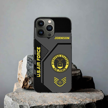 Premium USAF Phone Case VPVC506604, Custom Name, Rank, Gifts For Air Force Veteran, Best Gifts On Father's Day, Armed Forces Day, Independence Day, Veterans Day.