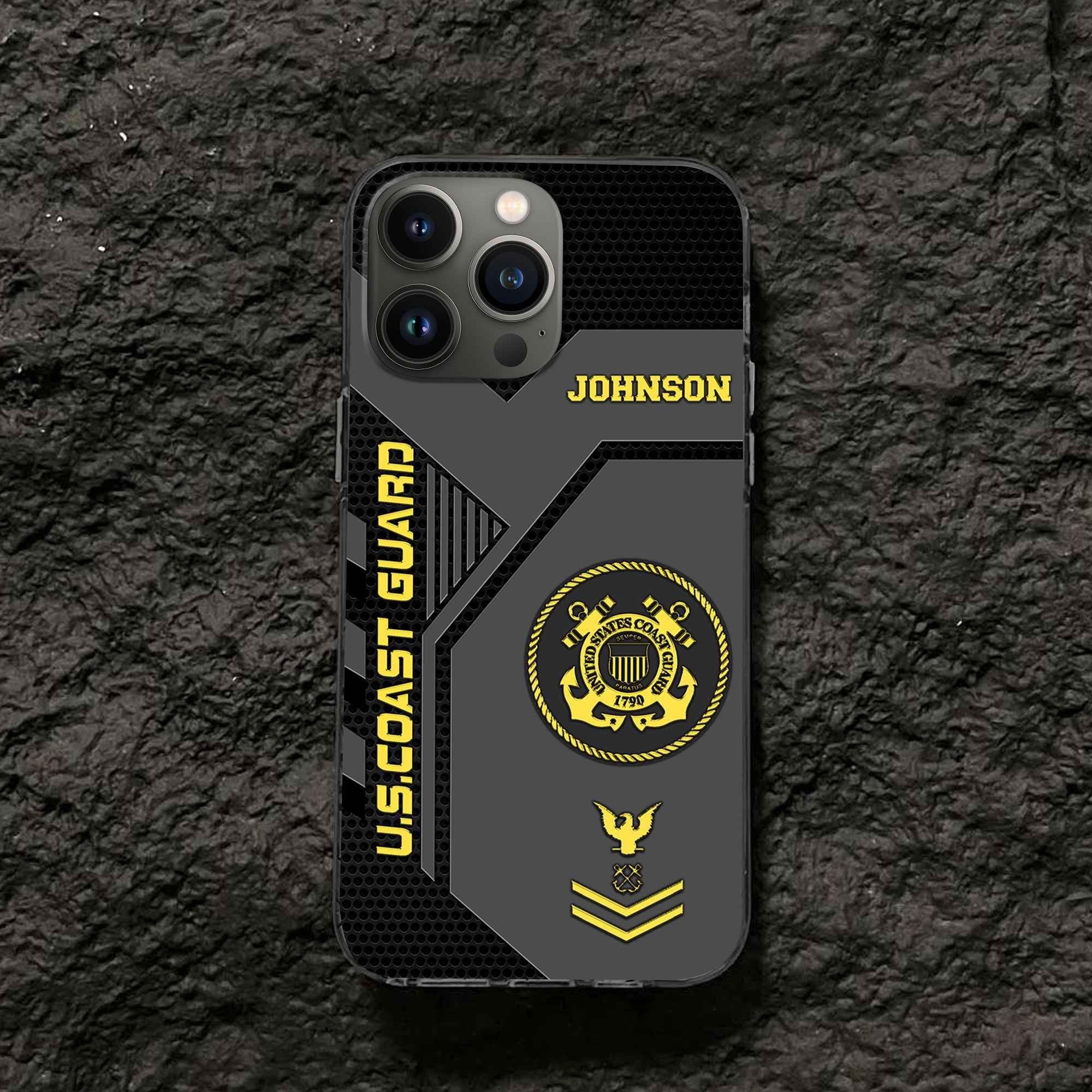 Premium USCG Phone Case VPVC506605, Custom Name, Rank, Gifts For Coast Guard Veteran, Best Gifts On Father's Day, Armed Forces Day, Independence Day, Veterans Day.