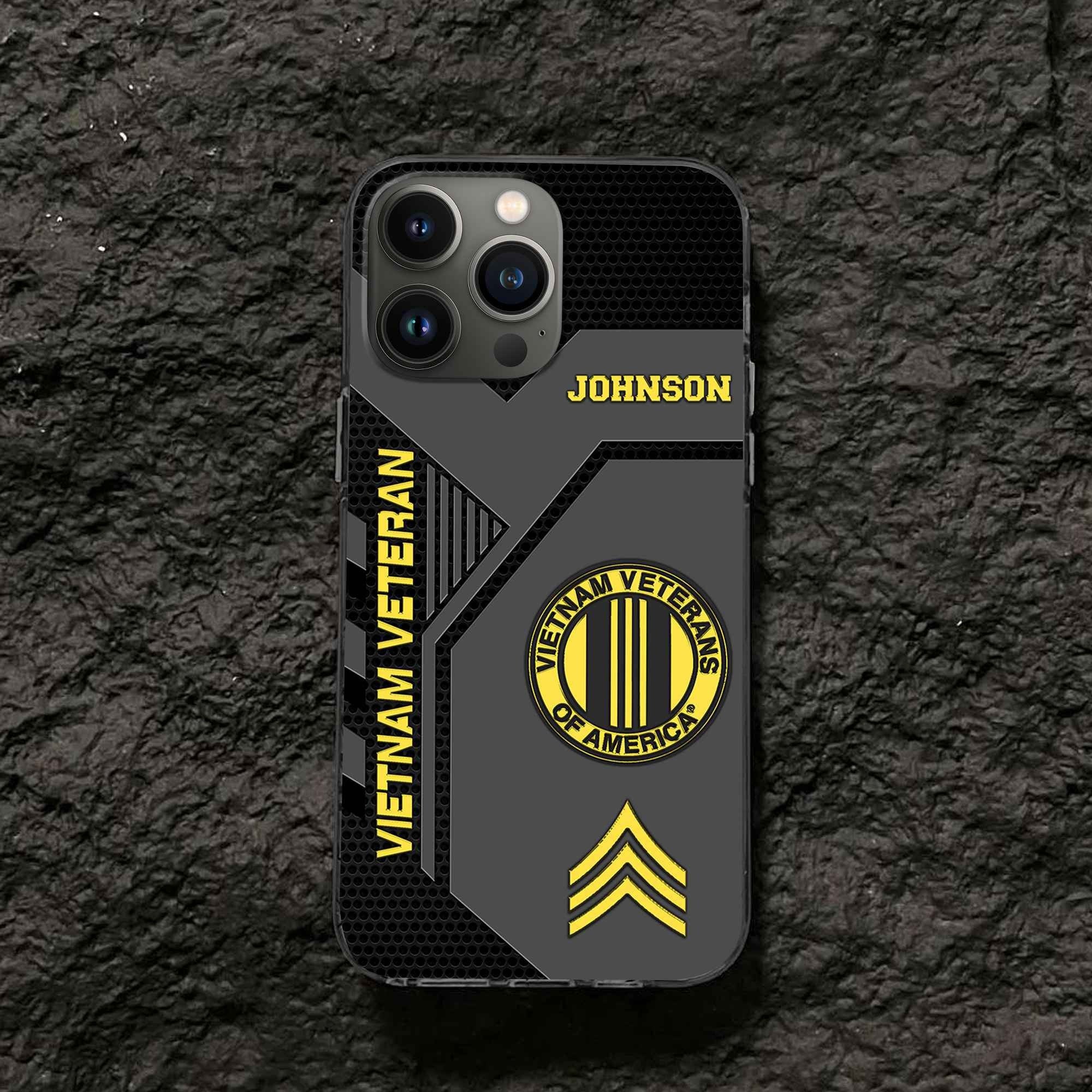 Premium Vietnam Veteran Phone Case VPVC506606, Custom Name, Rank, Gifts For Vietnam Veteran, Best Gifts On Father's Day, Armed Forces Day, Independence Day, Veterans Day.