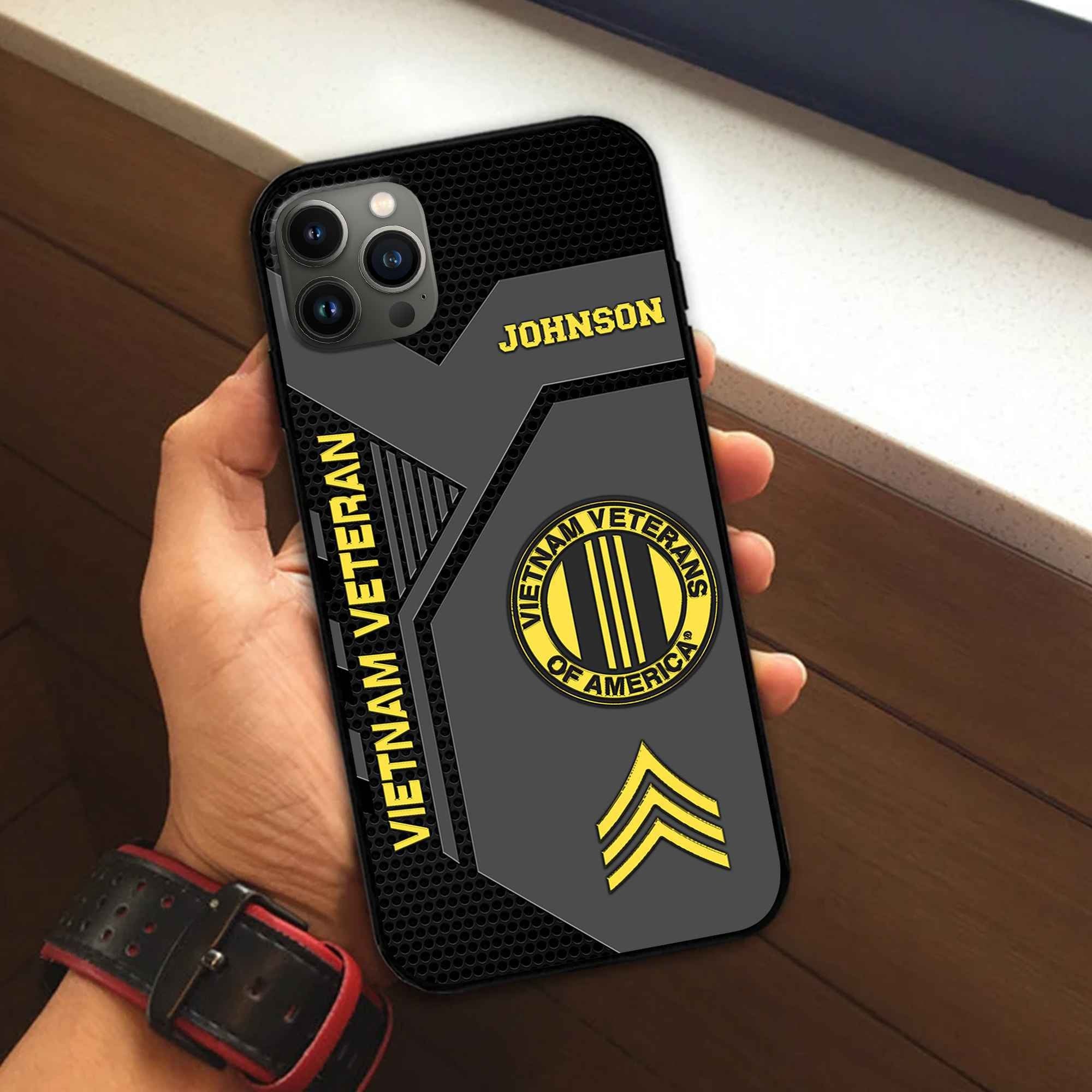 Premium Vietnam Veteran Phone Case VPVC506606, Custom Name, Rank, Gifts For Vietnam Veteran, Best Gifts On Father's Day, Armed Forces Day, Independence Day, Veterans Day.