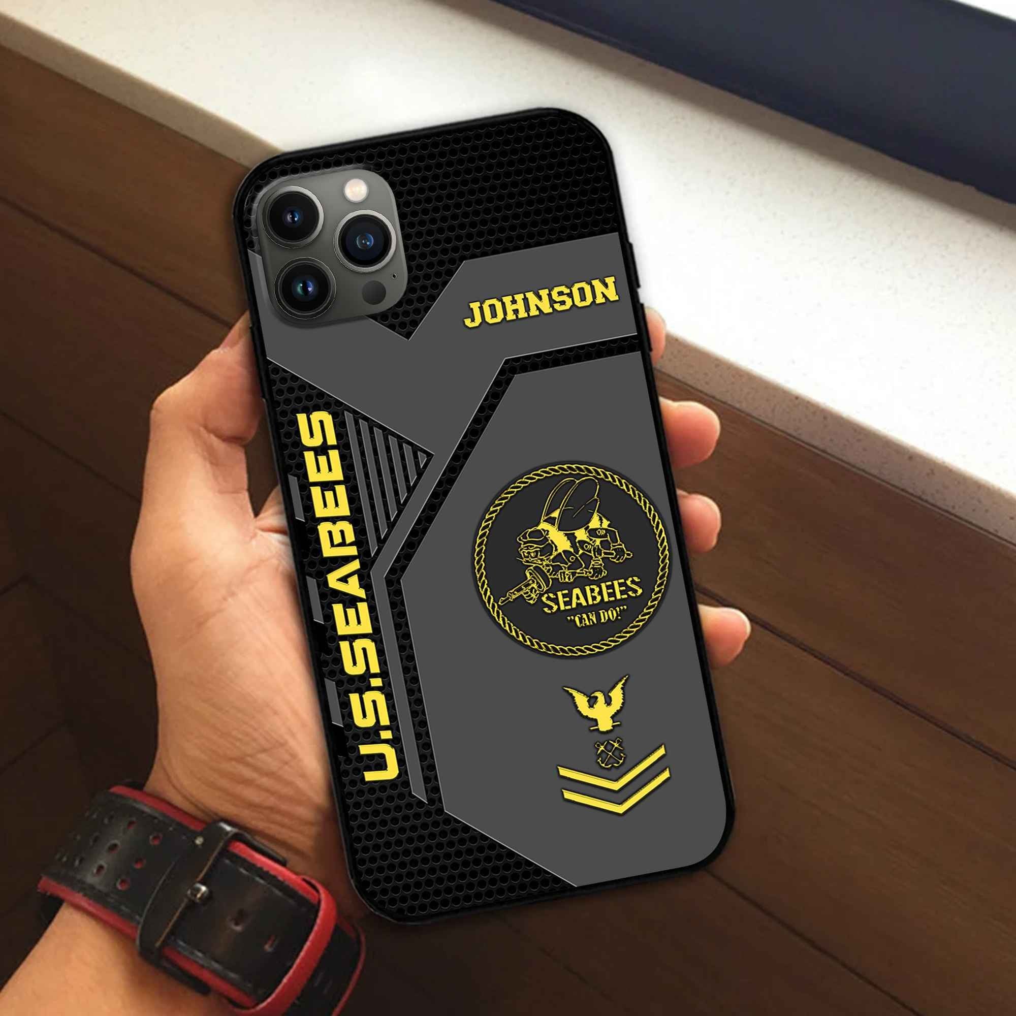 Premium US Seabees Phone Case VPVC506609, Custom Name, Rank, Gifts For US Seabees, Best Gifts On Father's Day, Armed Forces Day, Independence Day, Veterans Day.