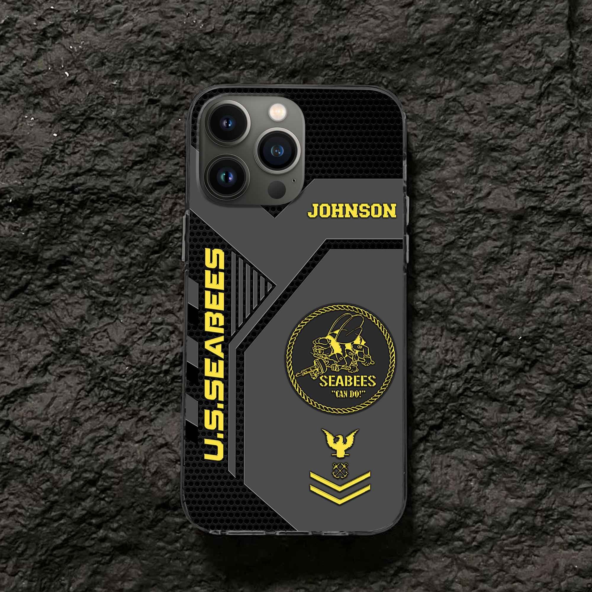 Premium US Seabees Phone Case VPVC506609, Custom Name, Rank, Gifts For US Seabees, Best Gifts On Father's Day, Armed Forces Day, Independence Day, Veterans Day.