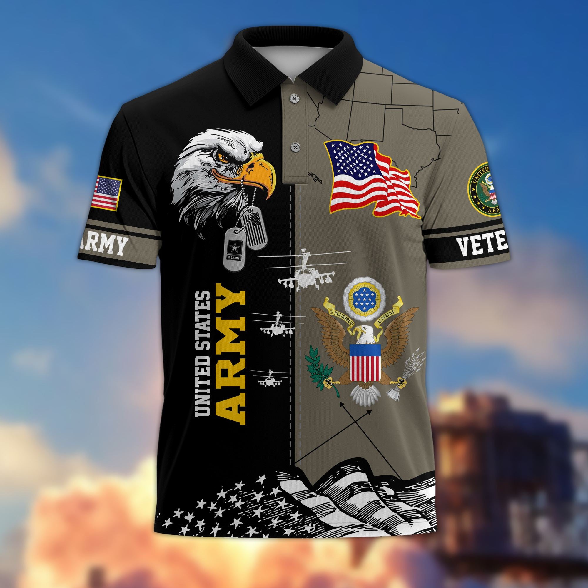 Premium US Veterans Polo Shirt BPVC270301, Gifts For US Veterans, Gifts On Father's Day, Armed Forces Day, Independence Day, Veterans Day.
