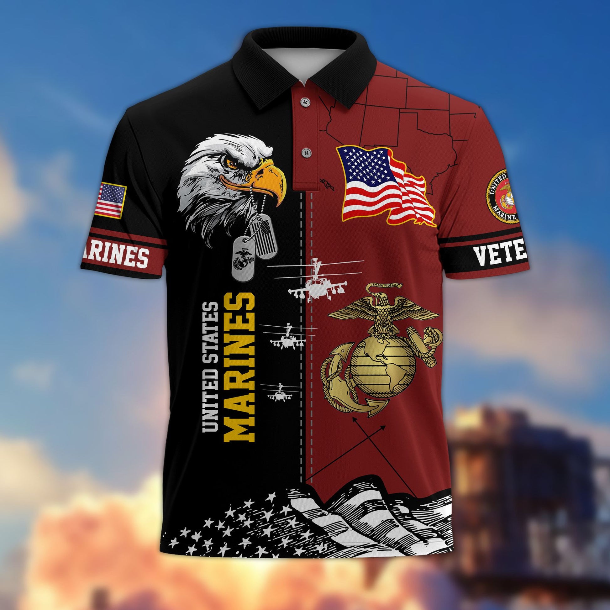 Premium US Veterans Polo Shirt BPVC270301, Gifts For US Veterans, Gifts On Father's Day, Armed Forces Day, Independence Day, Veterans Day.