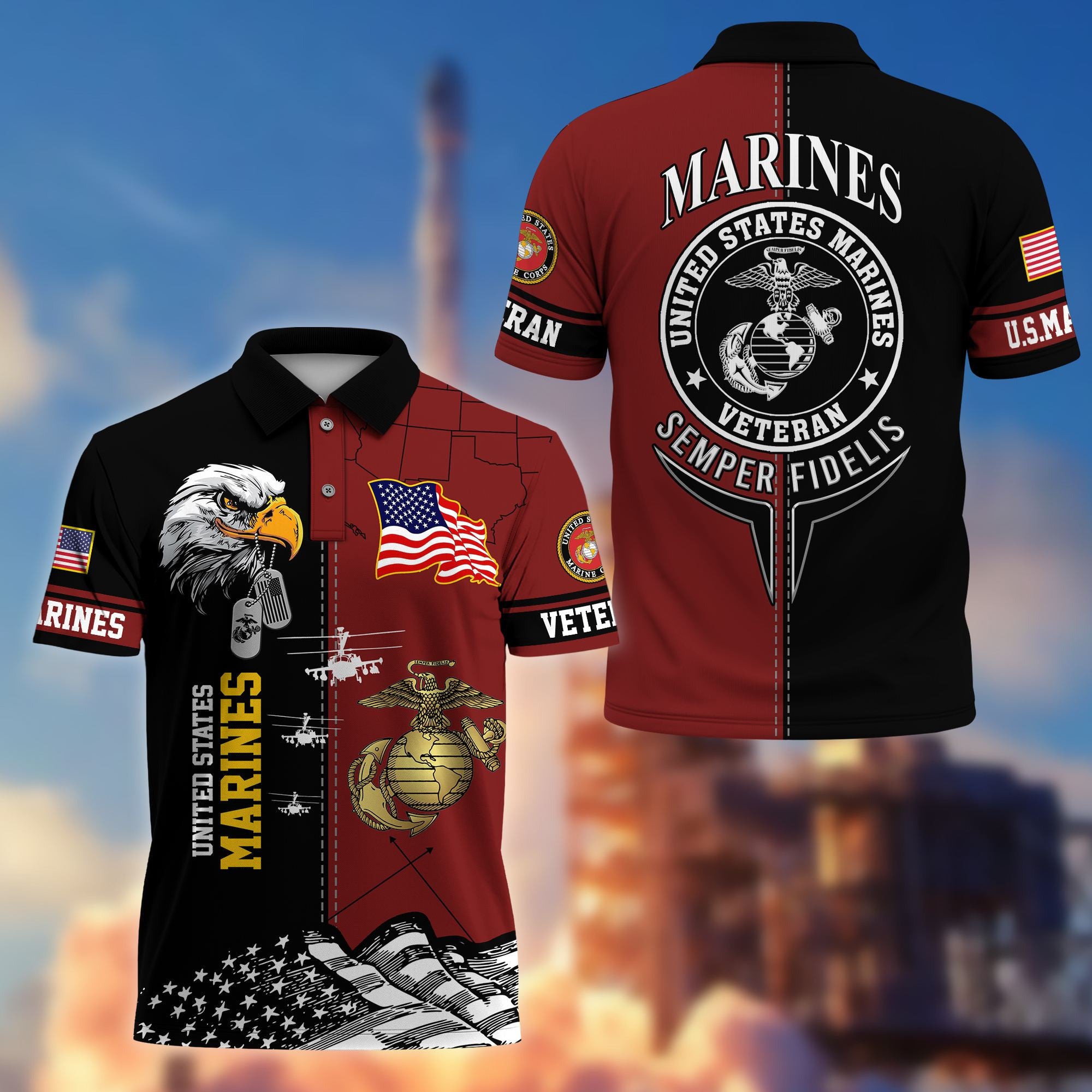 Premium US Veterans Polo Shirt BPVC270301, Gifts For US Veterans, Gifts On Father's Day, Armed Forces Day, Independence Day, Veterans Day.