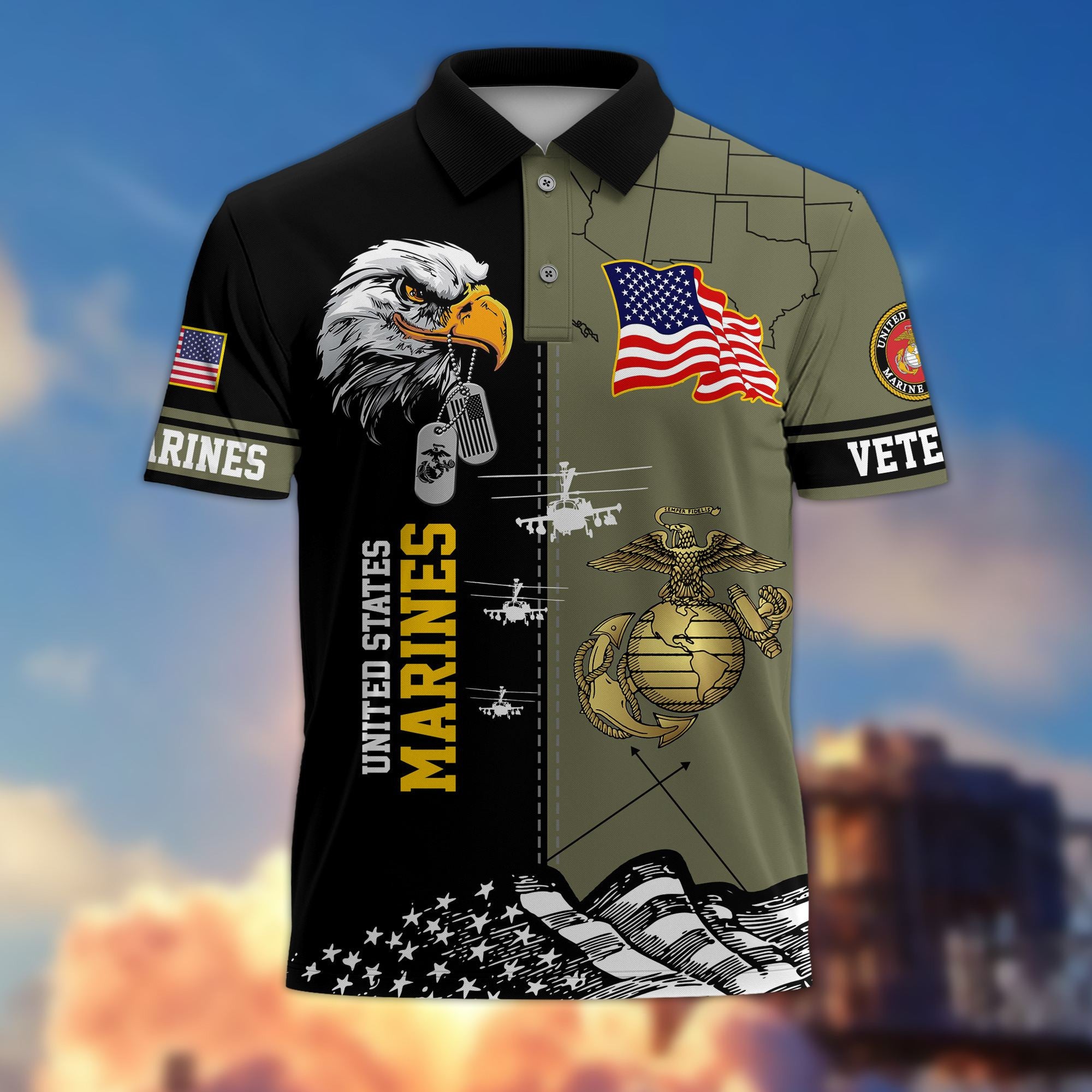 Premium US Veterans Polo Shirt BPVC270301, Gifts For US Veterans, Gifts On Father's Day, Armed Forces Day, Independence Day, Veterans Day.