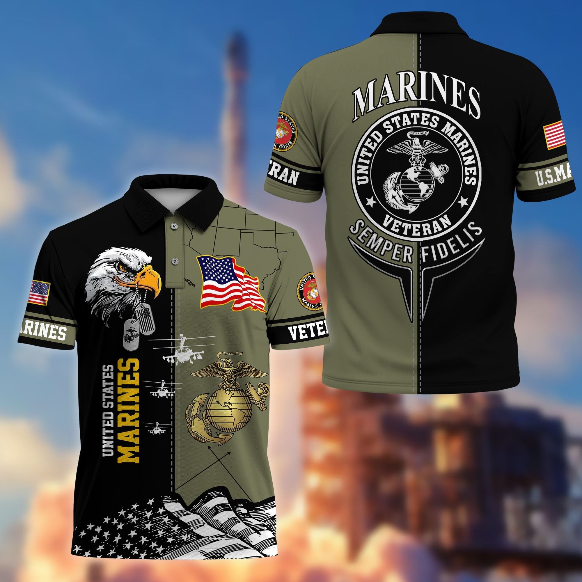 Premium US Veterans Polo Shirt BPVC270301, Gifts For US Veterans, Gifts On Father's Day, Armed Forces Day, Independence Day, Veterans Day.