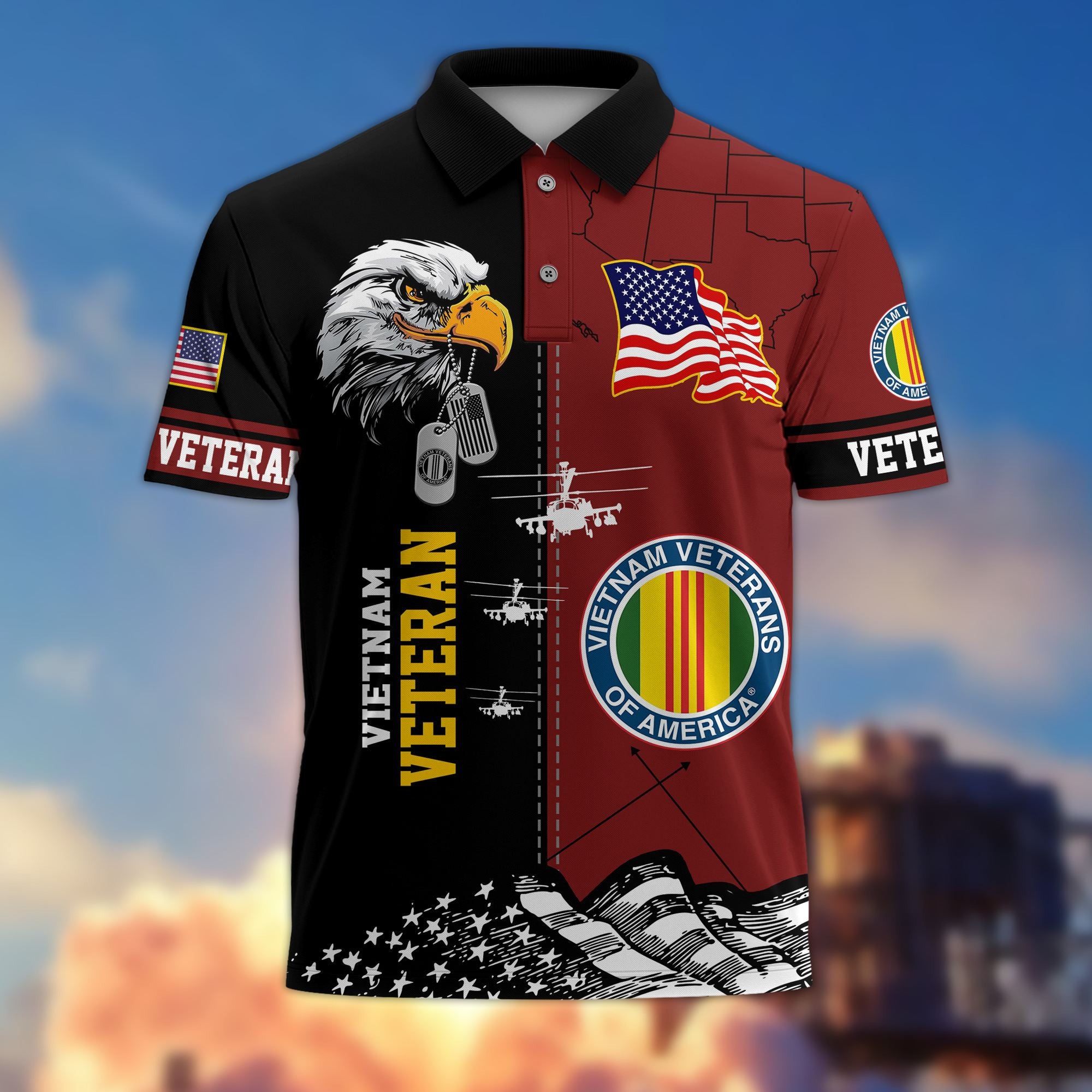 Premium US Veterans Polo Shirt BPVC270301, Gifts For US Veterans, Gifts On Father's Day, Armed Forces Day, Independence Day, Veterans Day.