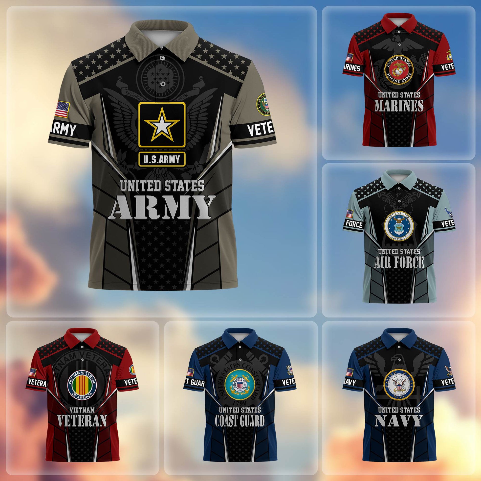 Premium US Veterans Polo Shirt BPHN200312, Gifts For US Veterans, Best Gifts On Father's Day, Armed Forces Day, Independence Day, Veterans Day.