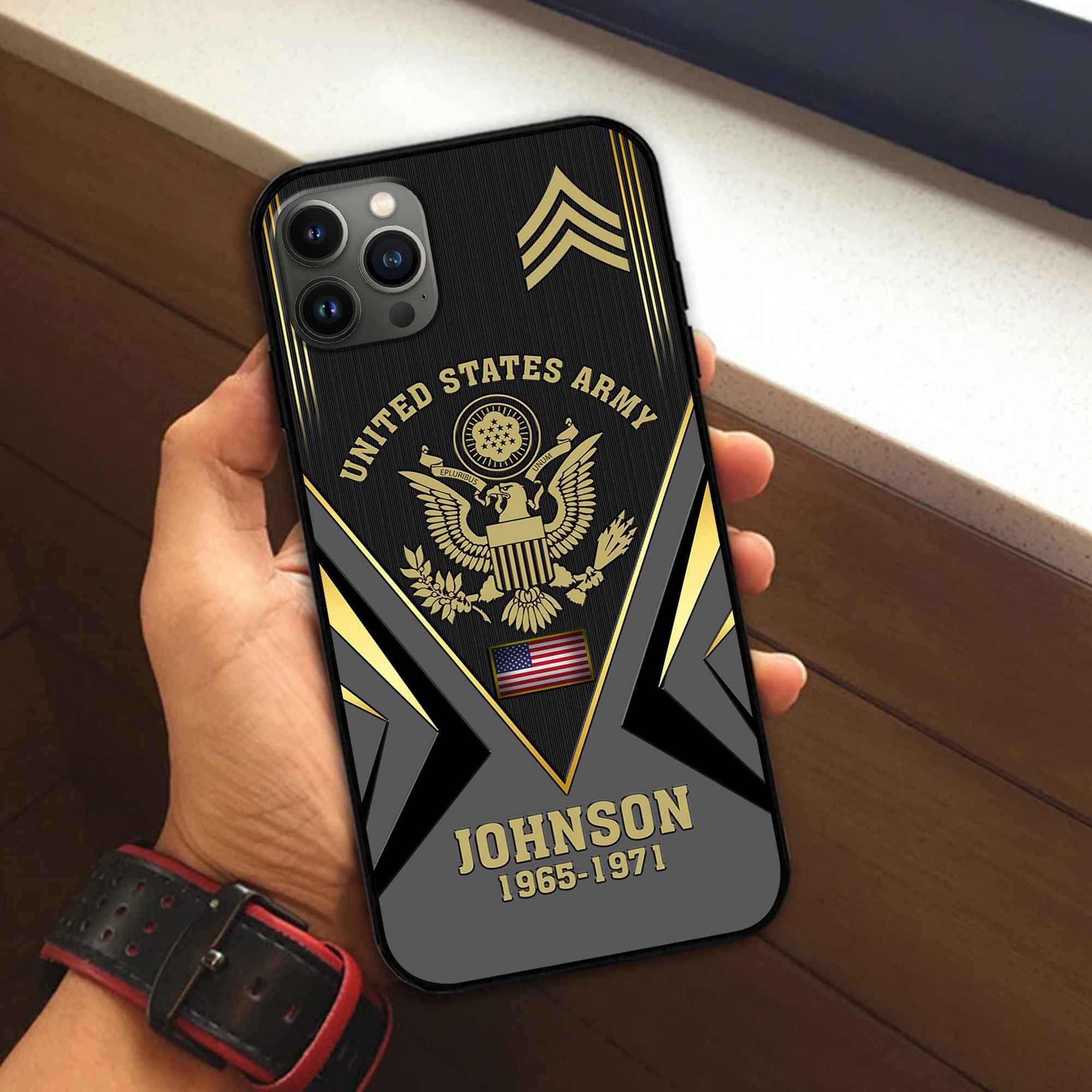 Unique Custom Name, Rank, Year, US Army Phone Case VPVC506801, Gifts For Army Veteran, Best Gifts On Father's Day, Independence Day, Veterans Day.