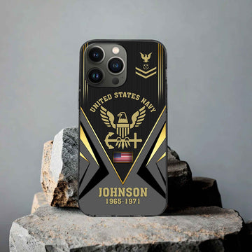Unique Custom Name, Rank, Year, US Navy Phone Case VPVC506802, Gifts For Navy Veteran, Best Gifts On Father's Day, Independence Day, Veterans Day.