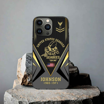 Unique Custom Name, Rank, Year, US Seabees Phone Case VPVC506809, Gifts For Seabees Veteran, Best Gifts On Father's Day, Independence Day, Veterans Day.