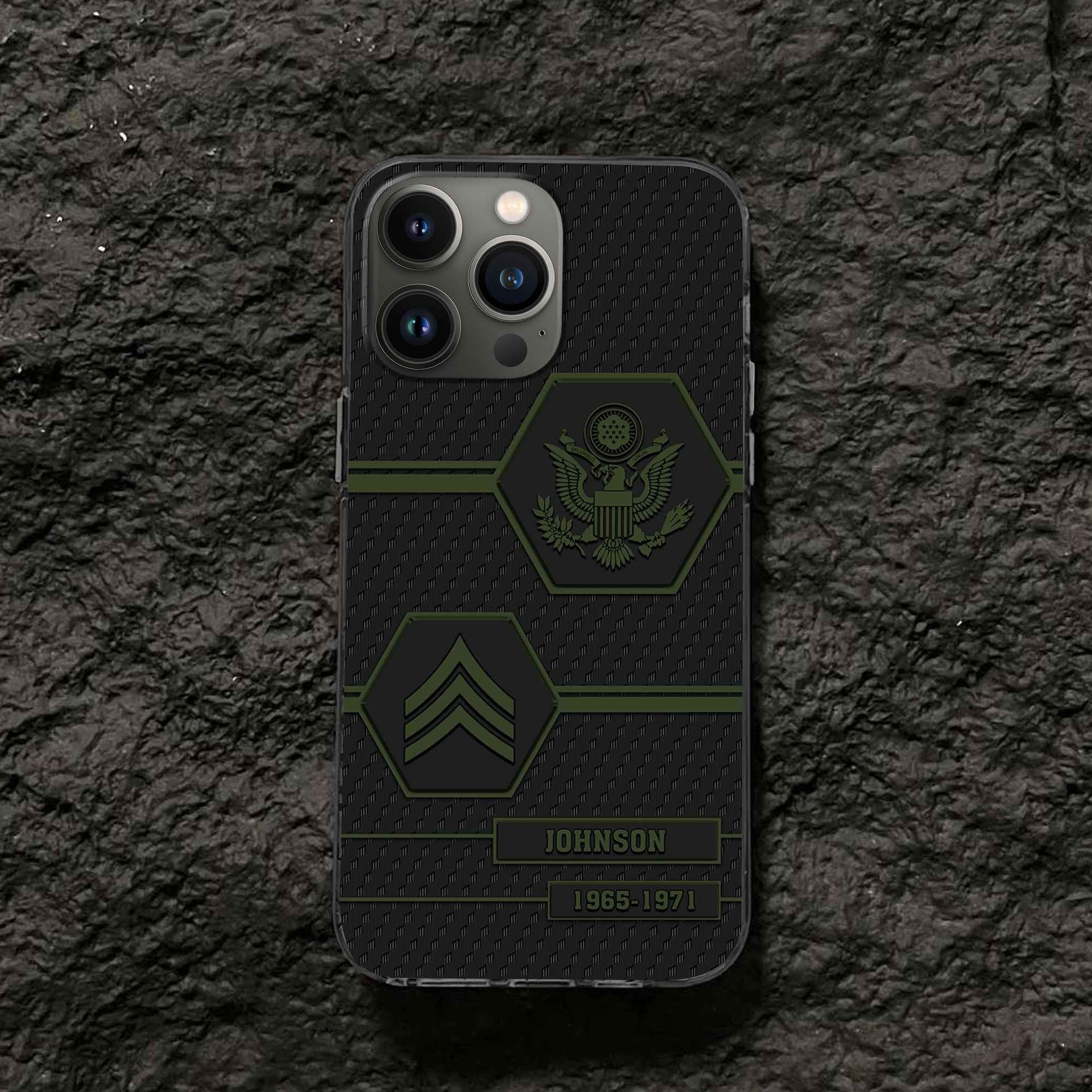 Premium US Army Phone Case VPVC507101, Custom Name, Rank, Year, Gifts For Army Veteran, Best Gifts On Father's Day, Armed Forces Day, Independence Day, Veterans Day.