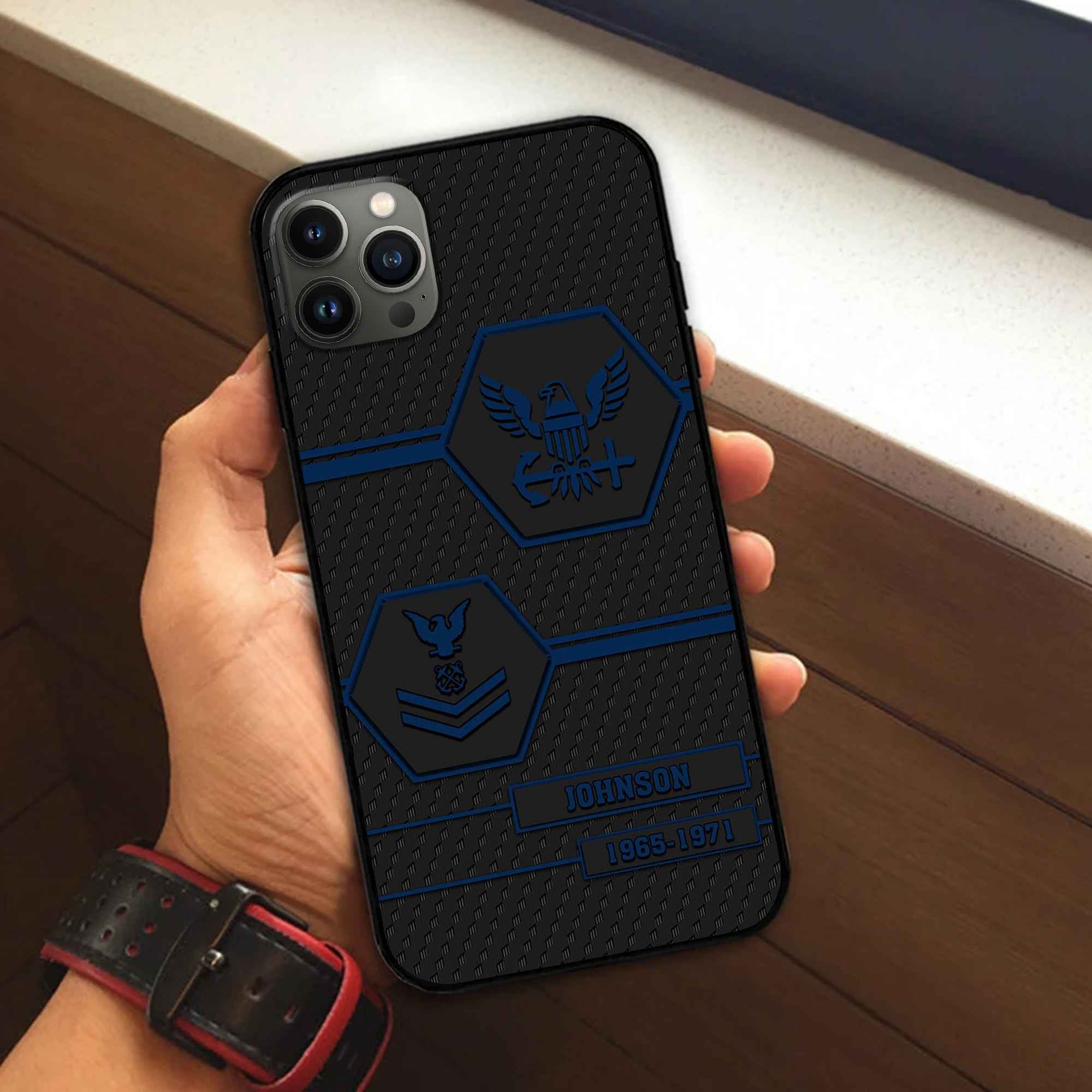 Premium US Navy Phone Case VPVC507102, Custom Name, Rank, Year, Gifts For Navy Veteran, Best Gifts On Father's Day, Armed Forces Day, Independence Day, Veterans Day.