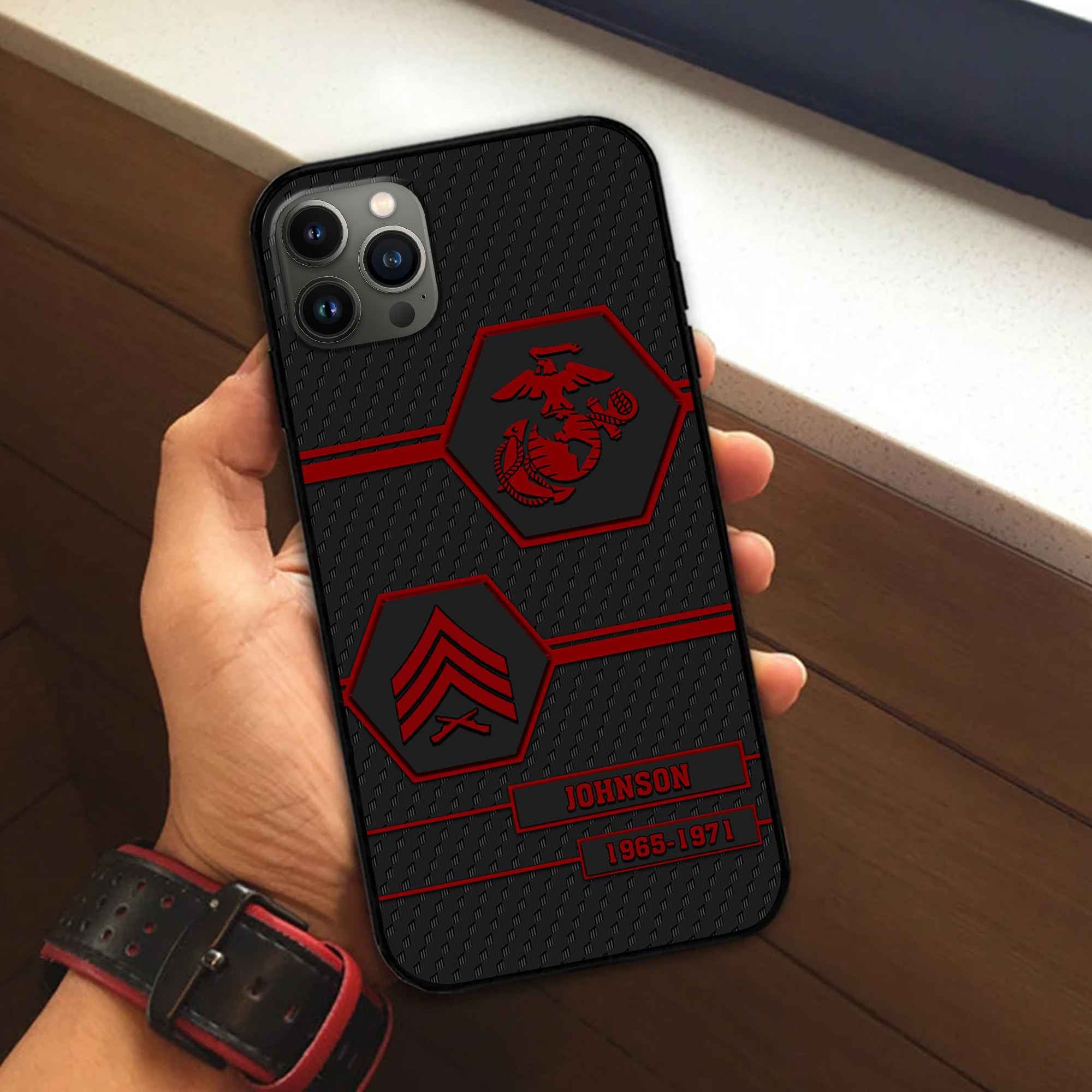 Premium USMC Phone Case VPVC507103, Custom Name, Rank, Year, Gifts For Marine Veteran, Best Gifts On Father's Day, Armed Forces Day, Independence Day, Veterans Day.