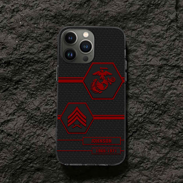 Premium USMC Phone Case VPVC507103, Custom Name, Rank, Year, Gifts For Marine Veteran, Best Gifts On Father's Day, Armed Forces Day, Independence Day, Veterans Day.