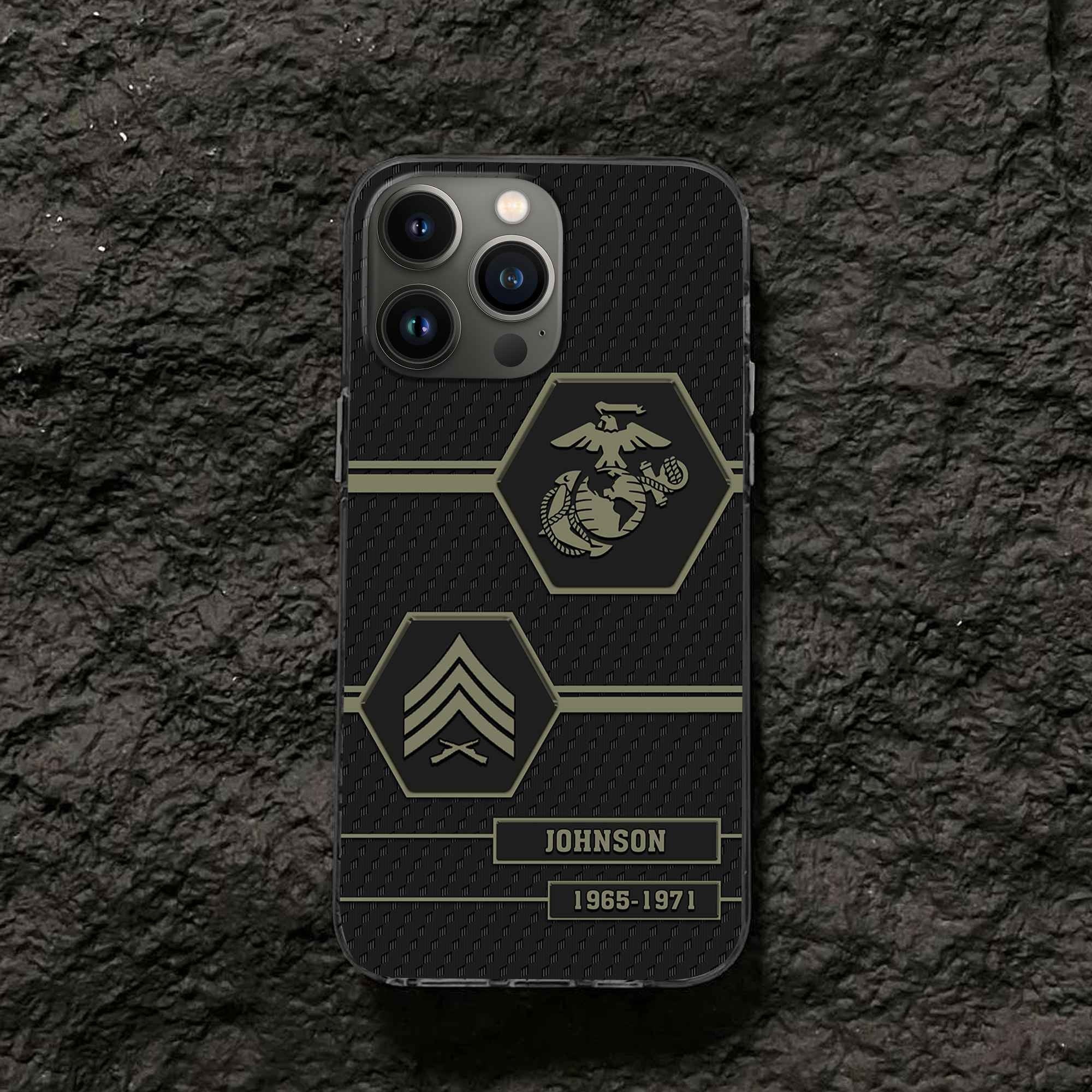 Premium USMC Phone Case VPVC507111, Custom Name, Rank, Year, Gifts For Marine Veteran, Best Gifts On Father's Day, Armed Forces Day, Independence Day, Veterans Day.