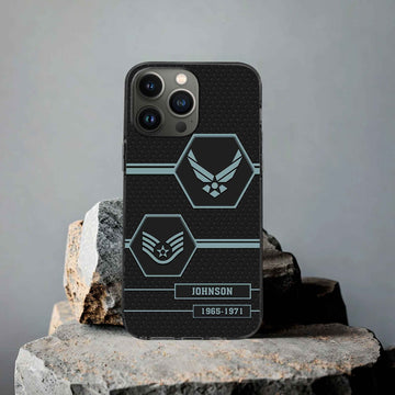 Premium USAF Phone Case VPVC507104, Custom Name, Rank, Year, Gifts For Air Force Veteran, Best Gifts On Father's Day, Armed Forces Day, Independence Day, Veterans Day.