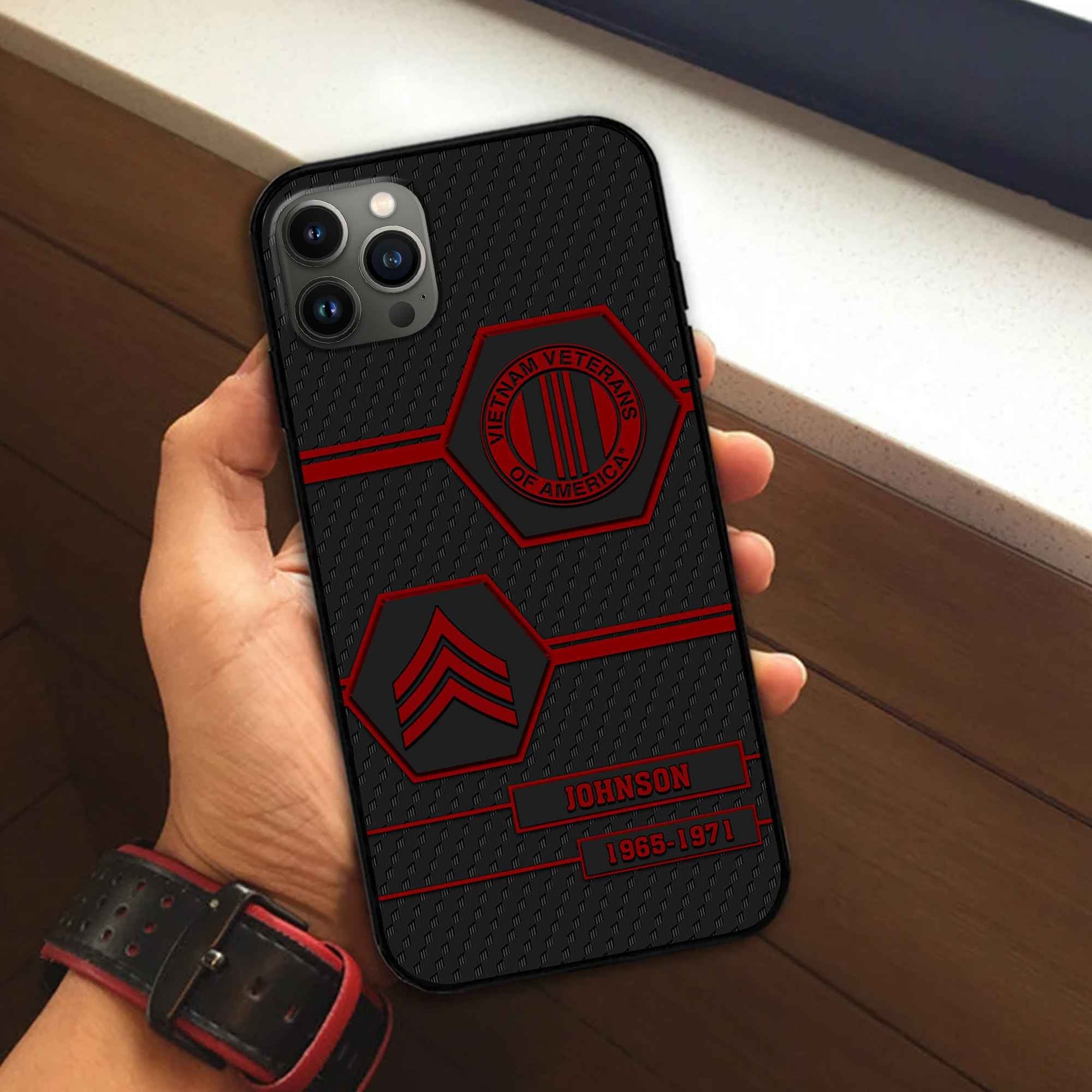 Premium Vietnam Veteran Phone Case VPVC507106, Custom Name, Rank, Year, Gifts For Vietnam Veteran, Best Gifts On Father's Day, Armed Forces Day, Independence Day, Veterans Day.