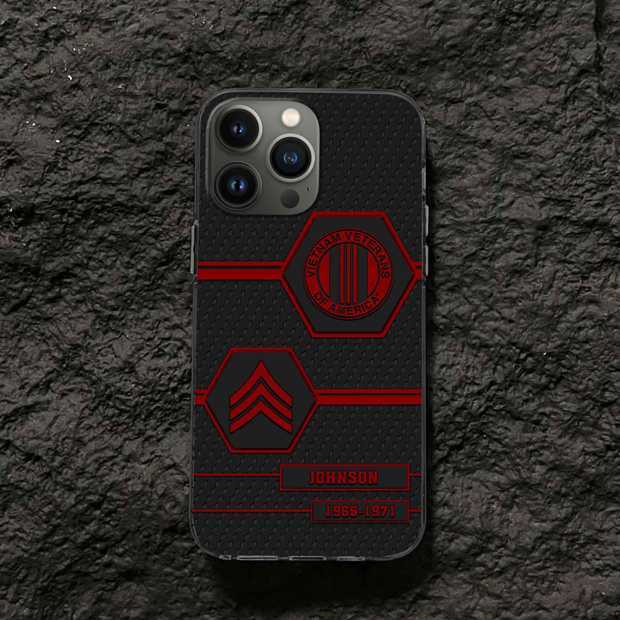 Premium Vietnam Veteran Phone Case VPVC507106, Custom Name, Rank, Year, Gifts For Vietnam Veteran, Best Gifts On Father's Day, Armed Forces Day, Independence Day, Veterans Day.