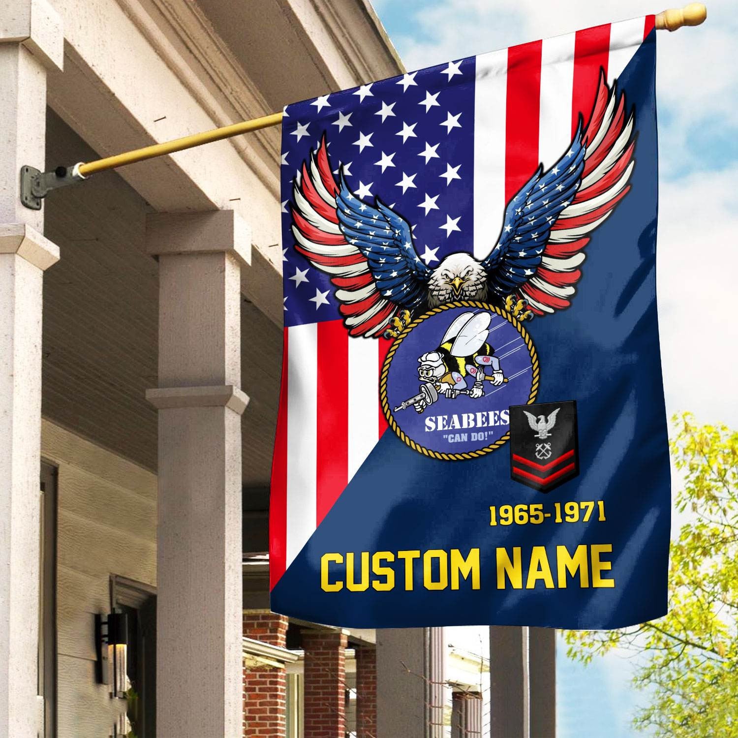 Premium Custom US Seabees Veteran Flag VPVC110809, Gift For Seabees Veteran, American Flag, Patriotic Flag, Garden Flag, House Flag, Gifts On Father's Day, Independence Day, Veterans Day.