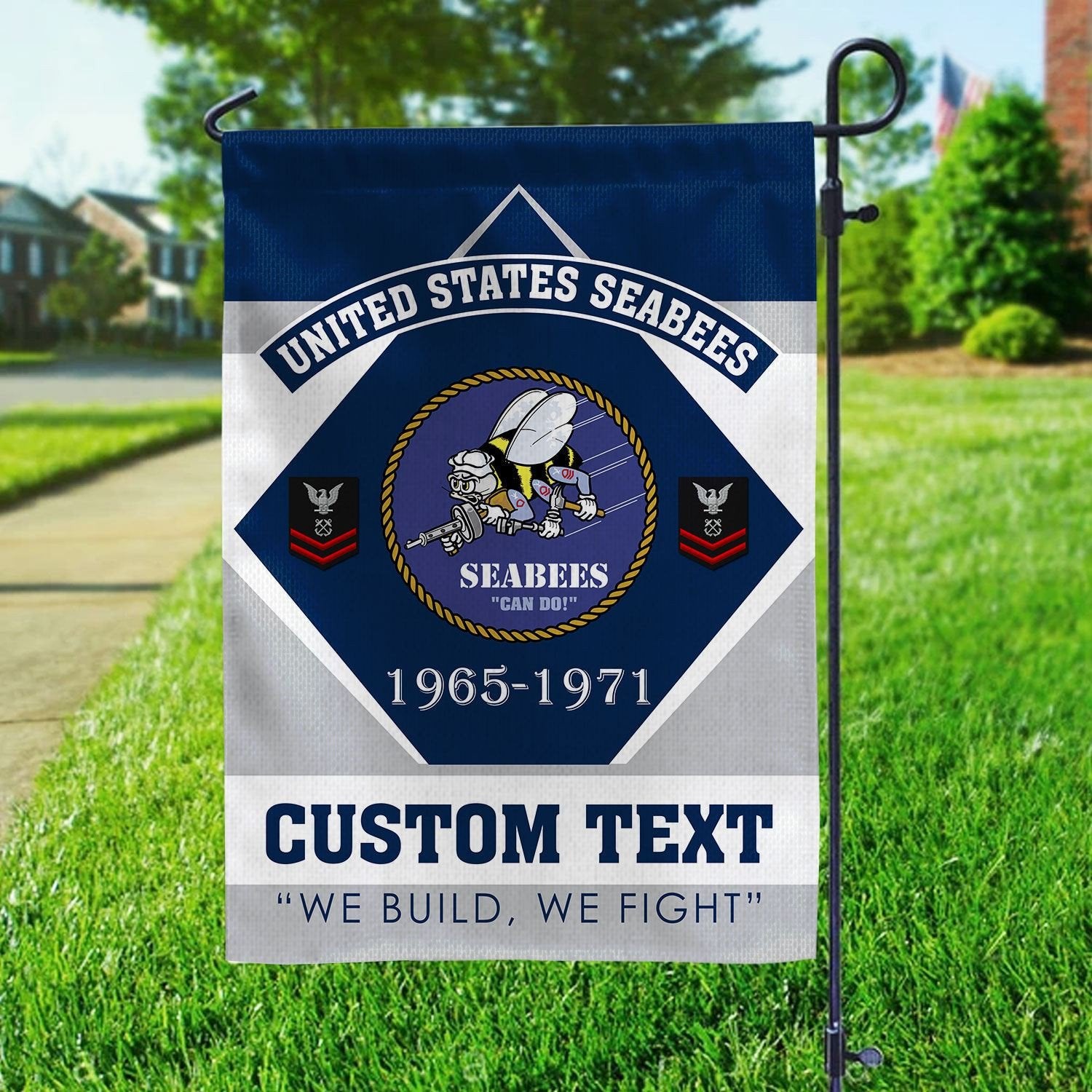 Premium Custom US Seabees Veteran Flag VPVC110909, Gift For Seabees Veteran, American Flag, Patriotic Flag, Garden Flag, House Flag, Gifts On Father's Day, Independence Day, Veterans Day.