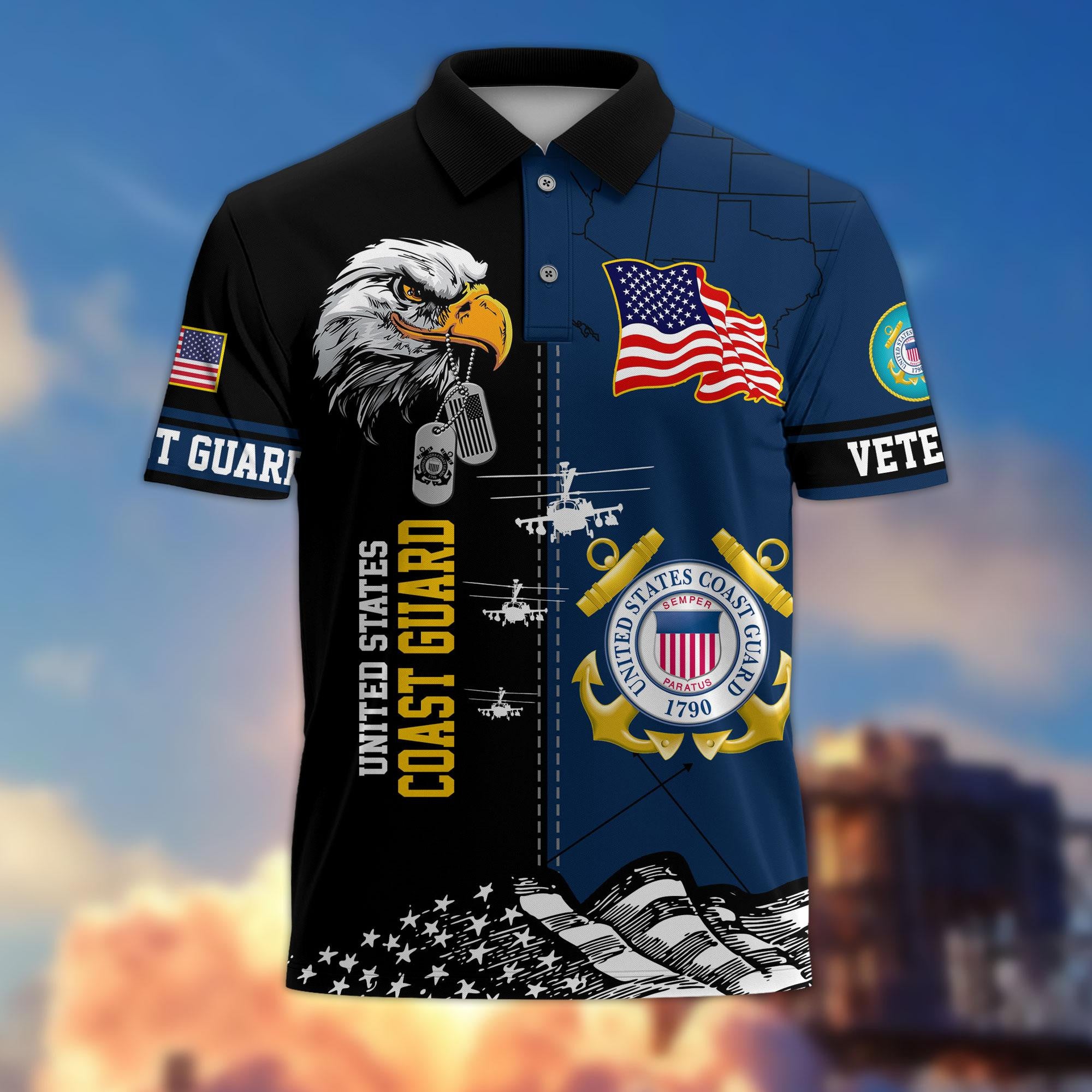 Premium US Veterans Polo Shirt BPVC270301, Gifts For US Veterans, Gifts On Father's Day, Armed Forces Day, Independence Day, Veterans Day.