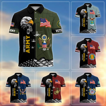 Premium US Veterans Polo Shirt BPVC270301, Gifts For US Veterans, Gifts On Father's Day, Armed Forces Day, Independence Day, Veterans Day.