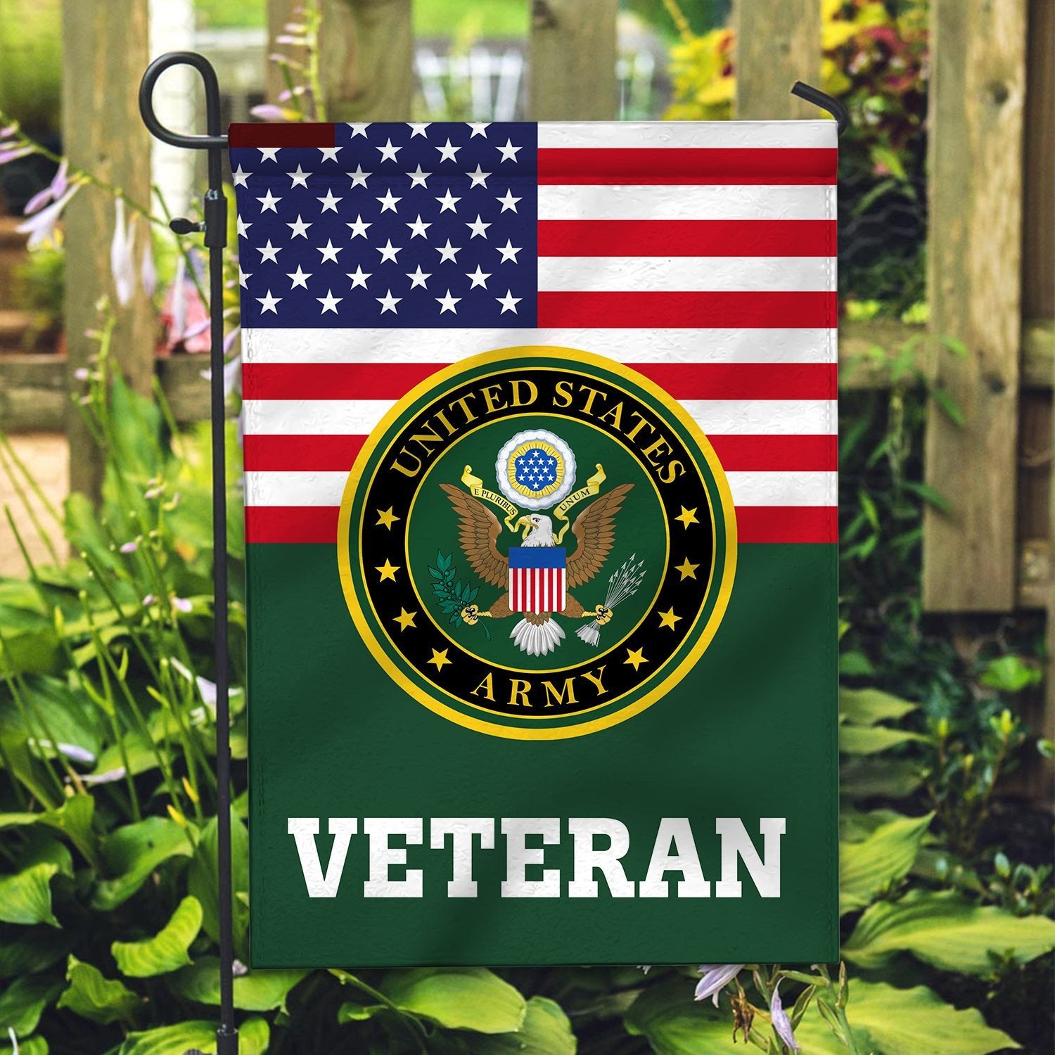 Premium US Army Veteran Flag VPVC111901, Custom Name, Rank, Year, Gift For Army Veteran, American Flag, Patriotic Flag, Garden Flag, House Flag, Gifts On Father's Day, Independence Day, Veterans Day.