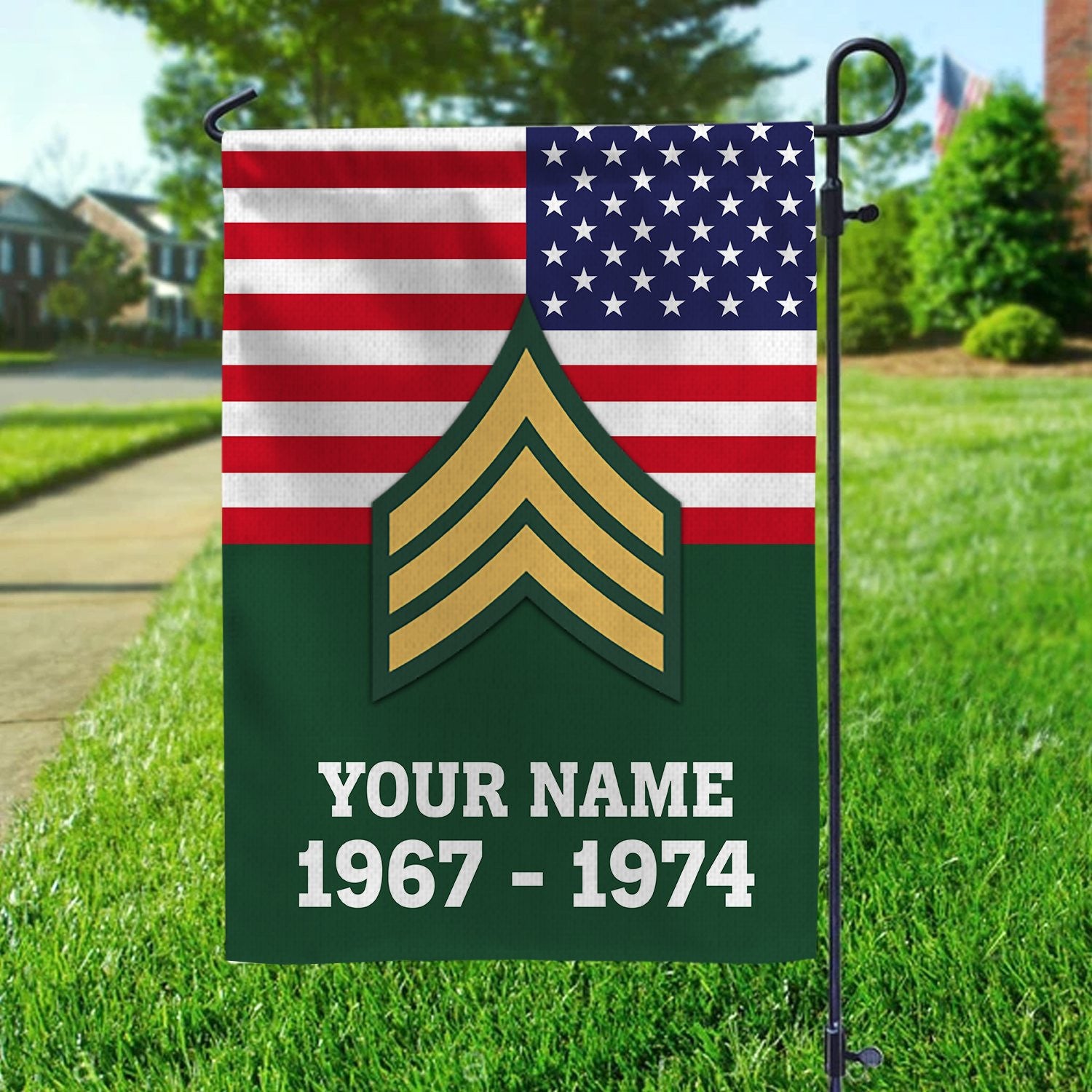 Premium US Army Veteran Flag VPVC111901, Custom Name, Rank, Year, Gift For Army Veteran, American Flag, Patriotic Flag, Garden Flag, House Flag, Gifts On Father's Day, Independence Day, Veterans Day.
