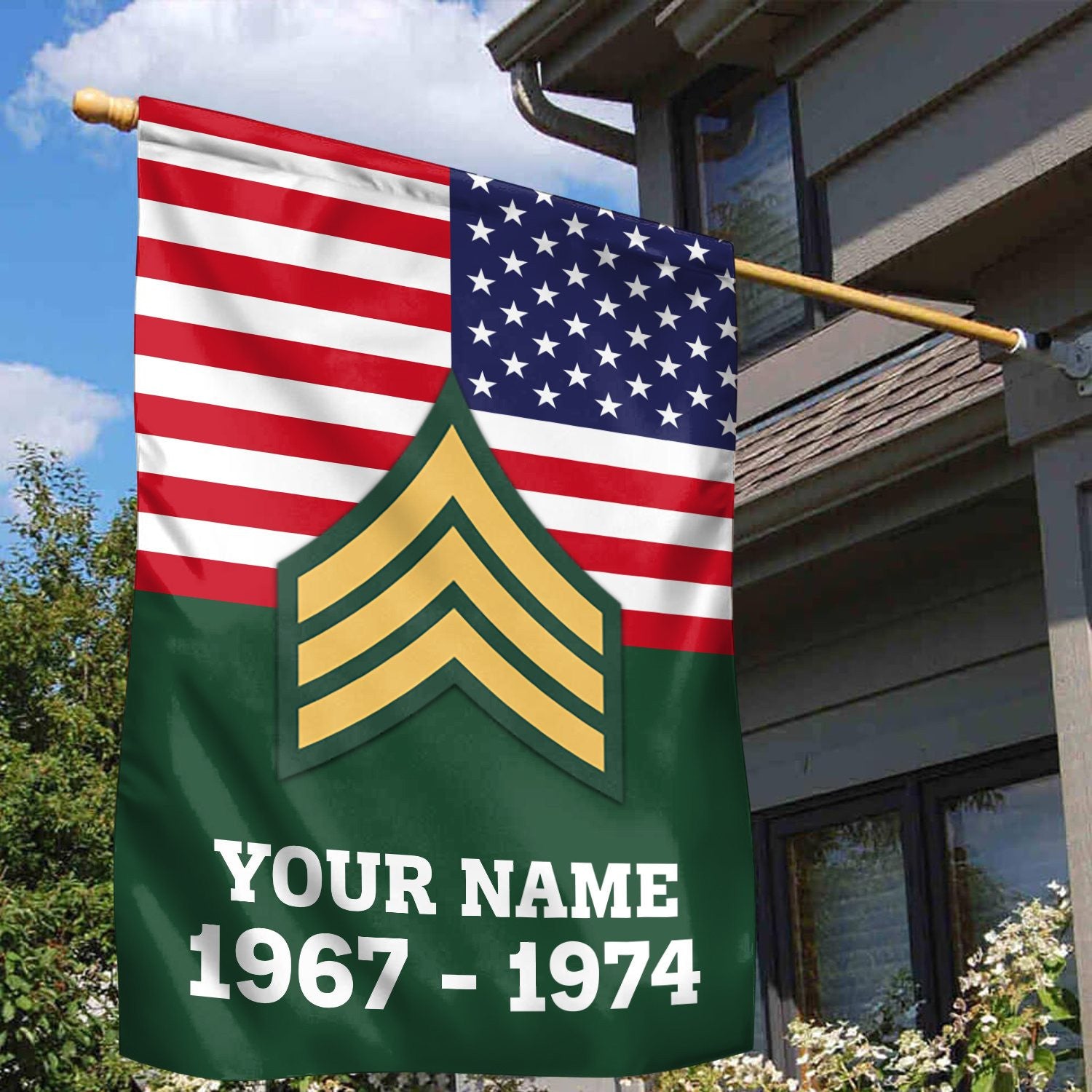 Premium US Army Veteran Flag VPVC111901, Custom Name, Rank, Year, Gift For Army Veteran, American Flag, Patriotic Flag, Garden Flag, House Flag, Gifts On Father's Day, Independence Day, Veterans Day.