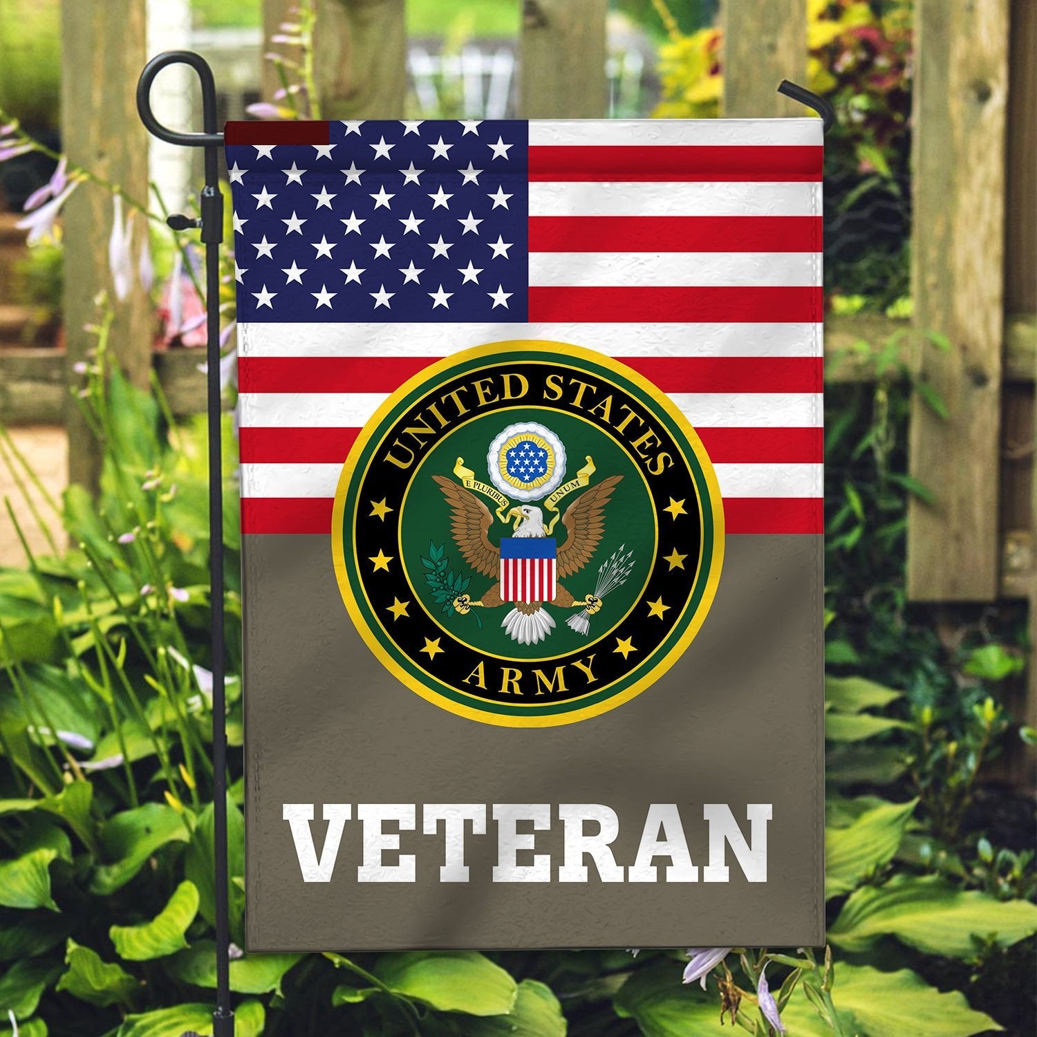 Premium US Army Veteran Flag VPVC111910, Custom Name, Rank, Year, Gift For Army Veteran, American Flag, Patriotic Flag, Garden Flag, House Flag, Gifts On Father's Day, Independence Day, Veterans Day.