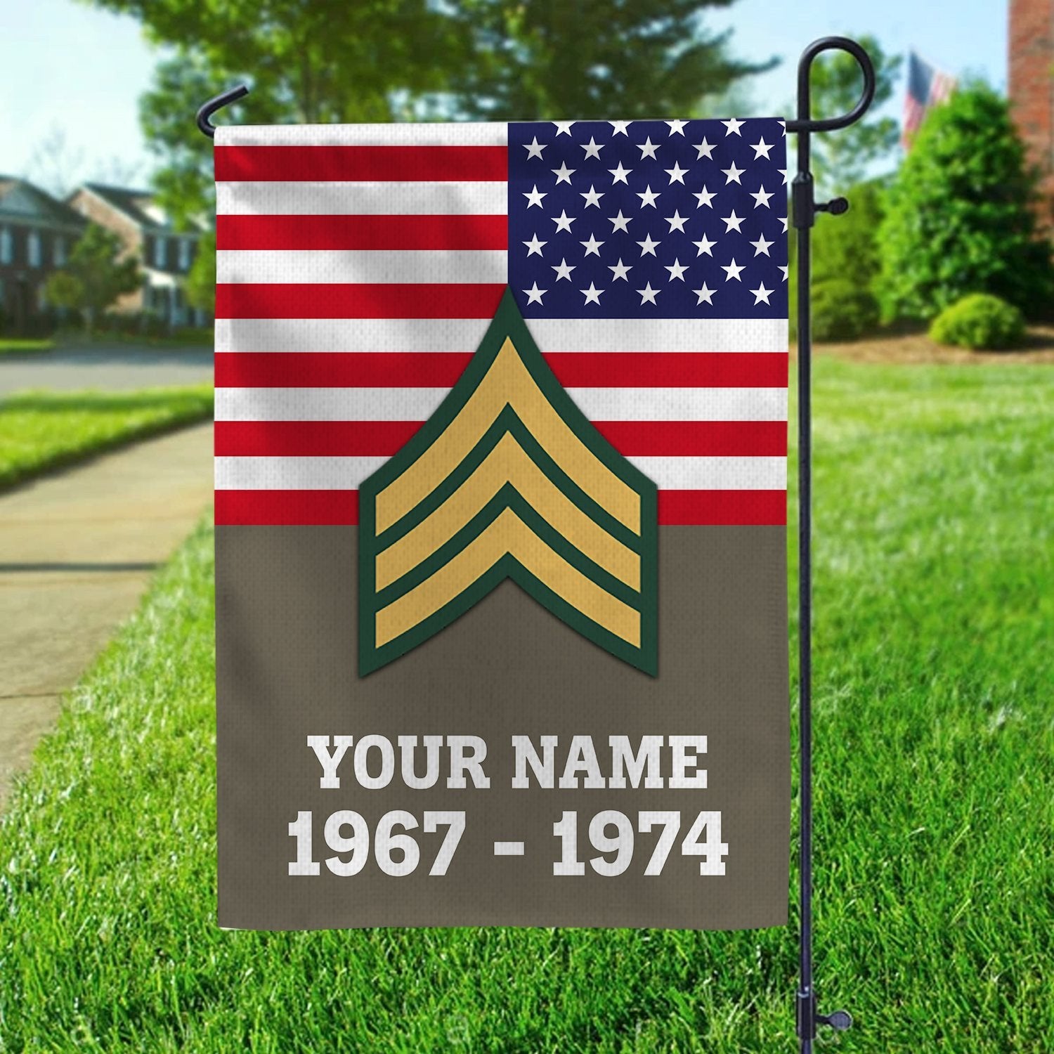 Premium US Army Veteran Flag VPVC111910, Custom Name, Rank, Year, Gift For Army Veteran, American Flag, Patriotic Flag, Garden Flag, House Flag, Gifts On Father's Day, Independence Day, Veterans Day.