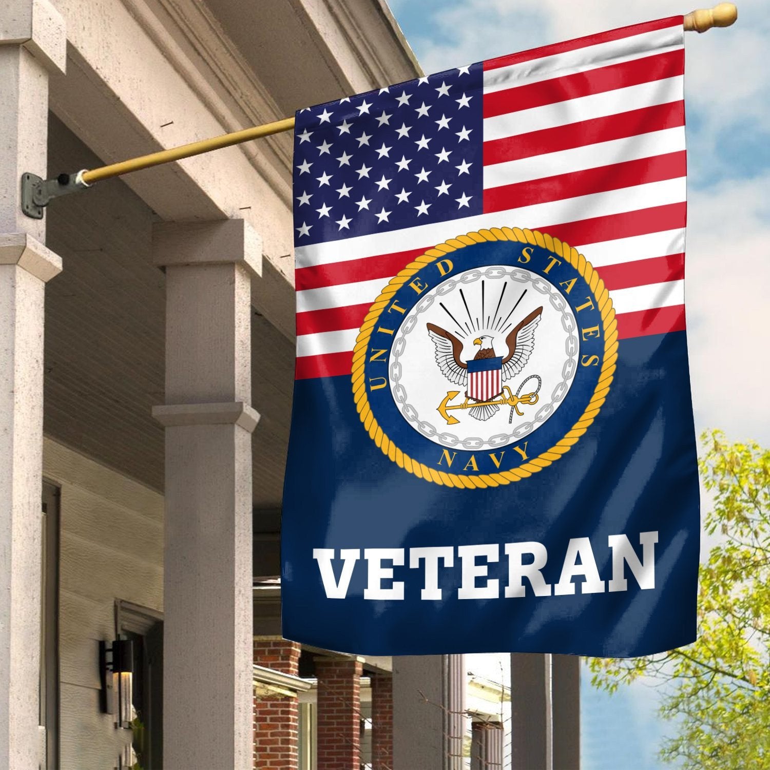 Premium US Navy Veteran Flag VPVC111902, Custom Name, Rank, Year, Gift For Navy Veteran, American Flag, Patriotic Flag, Garden Flag, House Flag, Gifts On Father's Day, Independence Day, Veterans Day.