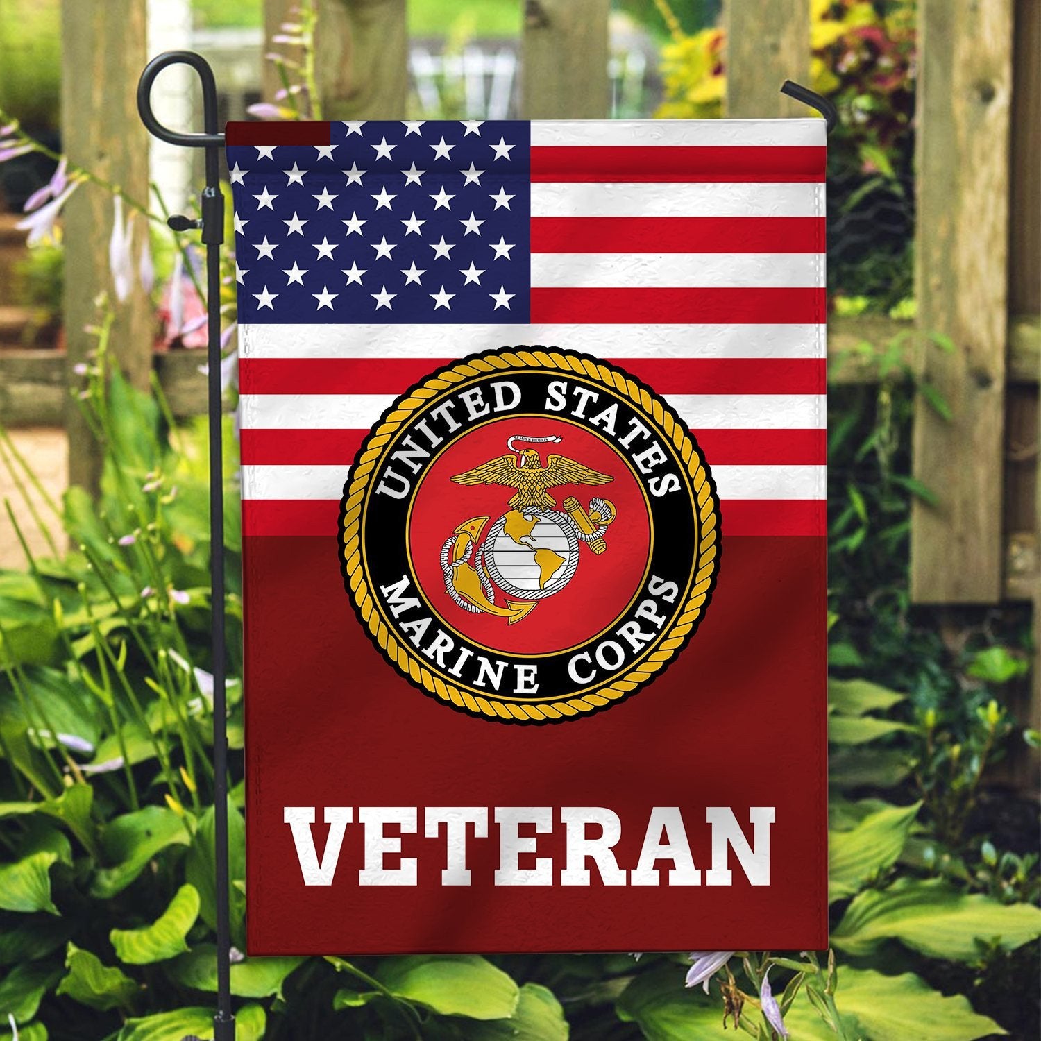Premium USMC Veteran Flag VPVC111903, Custom Name, Rank, Year, Gift For Marine Veteran, American Flag, Patriotic Flag, Garden Flag, House Flag, Gifts On Father's Day, Independence Day, Veterans Day.