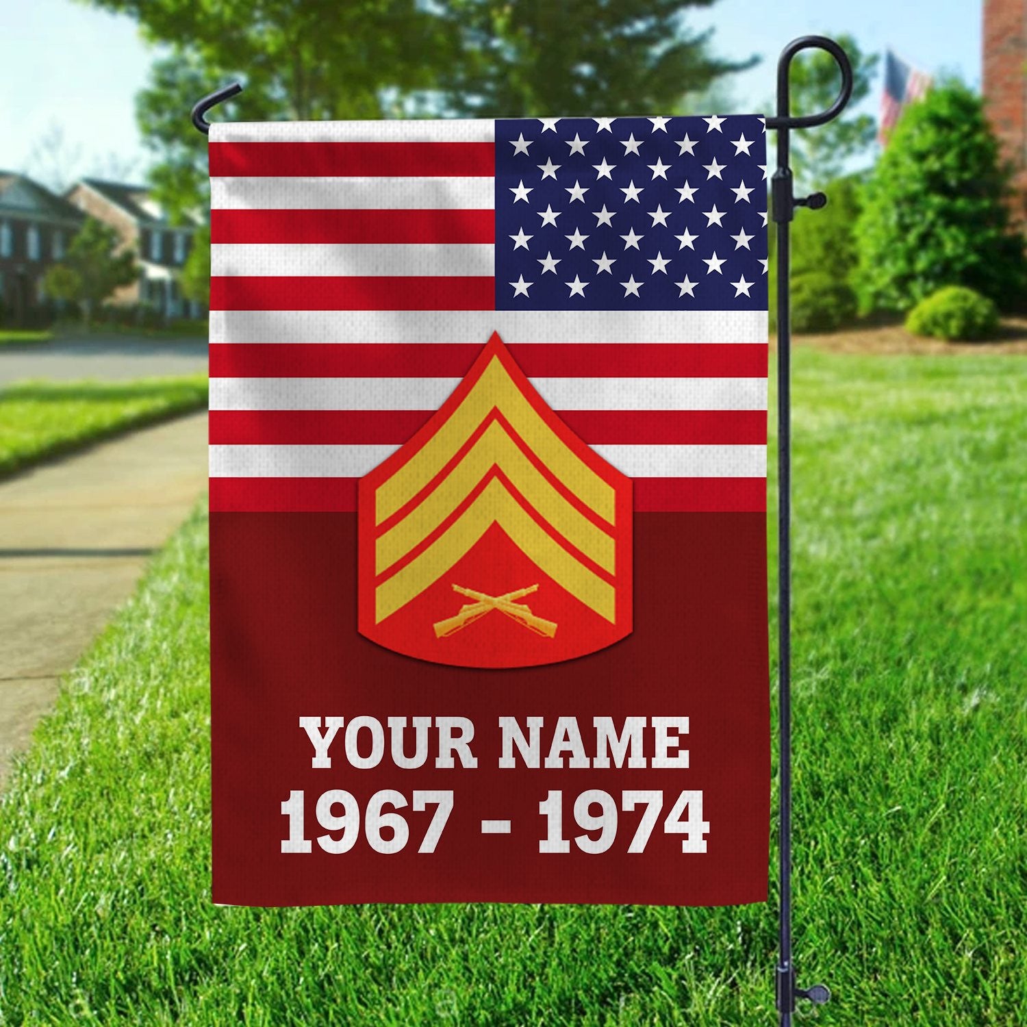 Premium USMC Veteran Flag VPVC111911, Custom Name, Rank, Year, Gift For Marine Veteran, American Flag, Patriotic Flag, Garden Flag, House Flag, Gifts On Father's Day, Independence Day, Veterans Day.