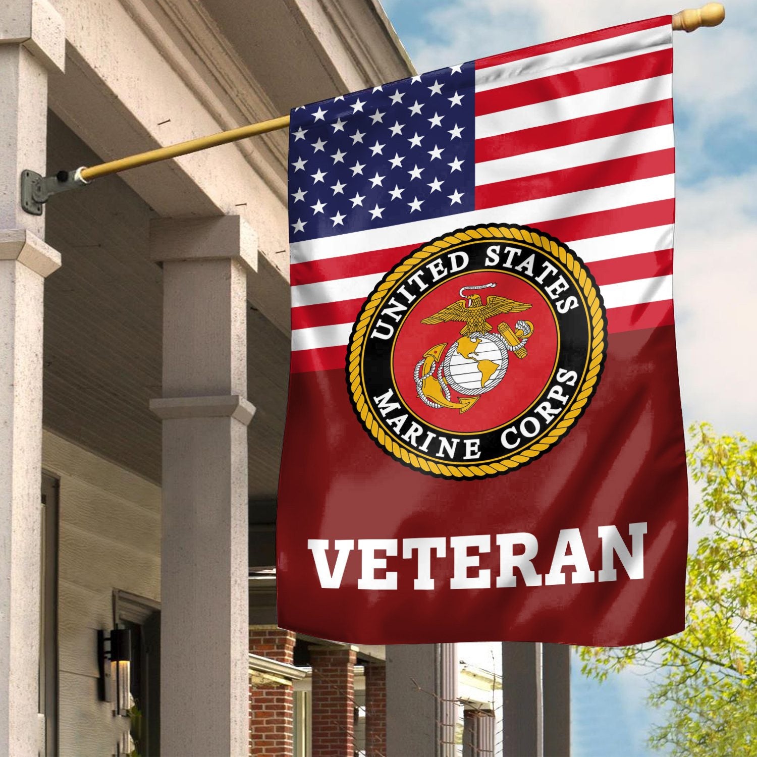 Premium USMC Veteran Flag VPVC111911, Custom Name, Rank, Year, Gift For Marine Veteran, American Flag, Patriotic Flag, Garden Flag, House Flag, Gifts On Father's Day, Independence Day, Veterans Day.