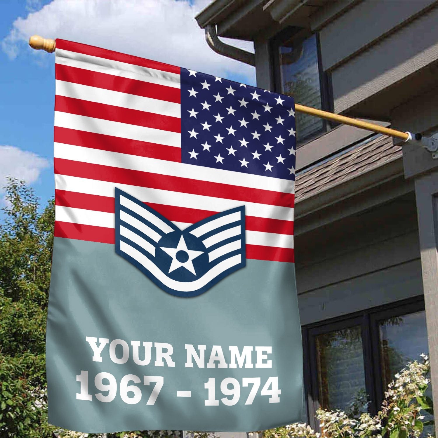 Premium USAF Veteran Flag VPVC111904, Custom Name, Rank, Year, Gift For Air Force Veteran, American Flag, Patriotic Flag, Garden Flag, House Flag, Gifts On Father's Day, Independence Day, Veterans Day.