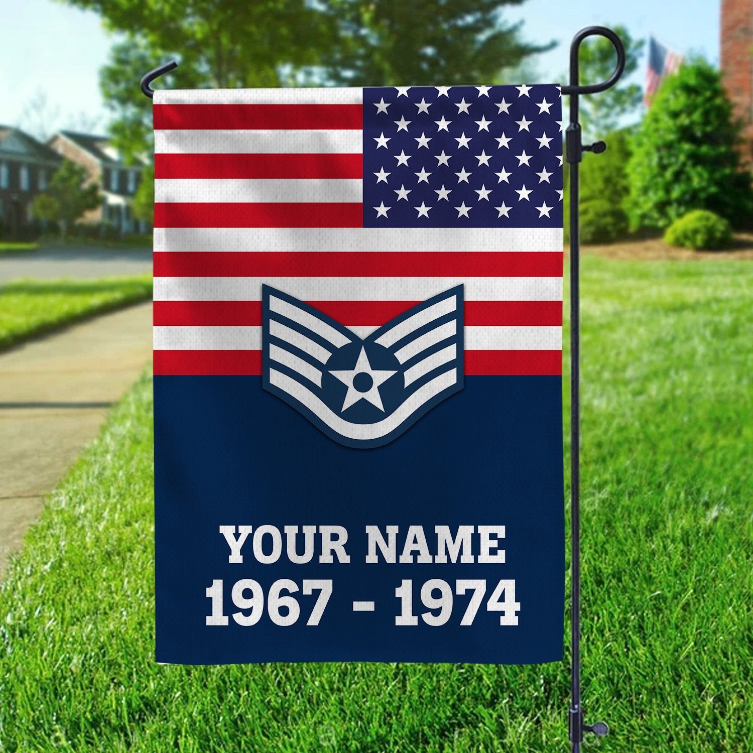 Premium USAF Veteran Flag VPVC111912, Custom Name, Rank, Year, Gift For Air Force Veteran, American Flag, Patriotic Flag, Garden Flag, House Flag, Gifts On Father's Day, Independence Day, Veterans Day.