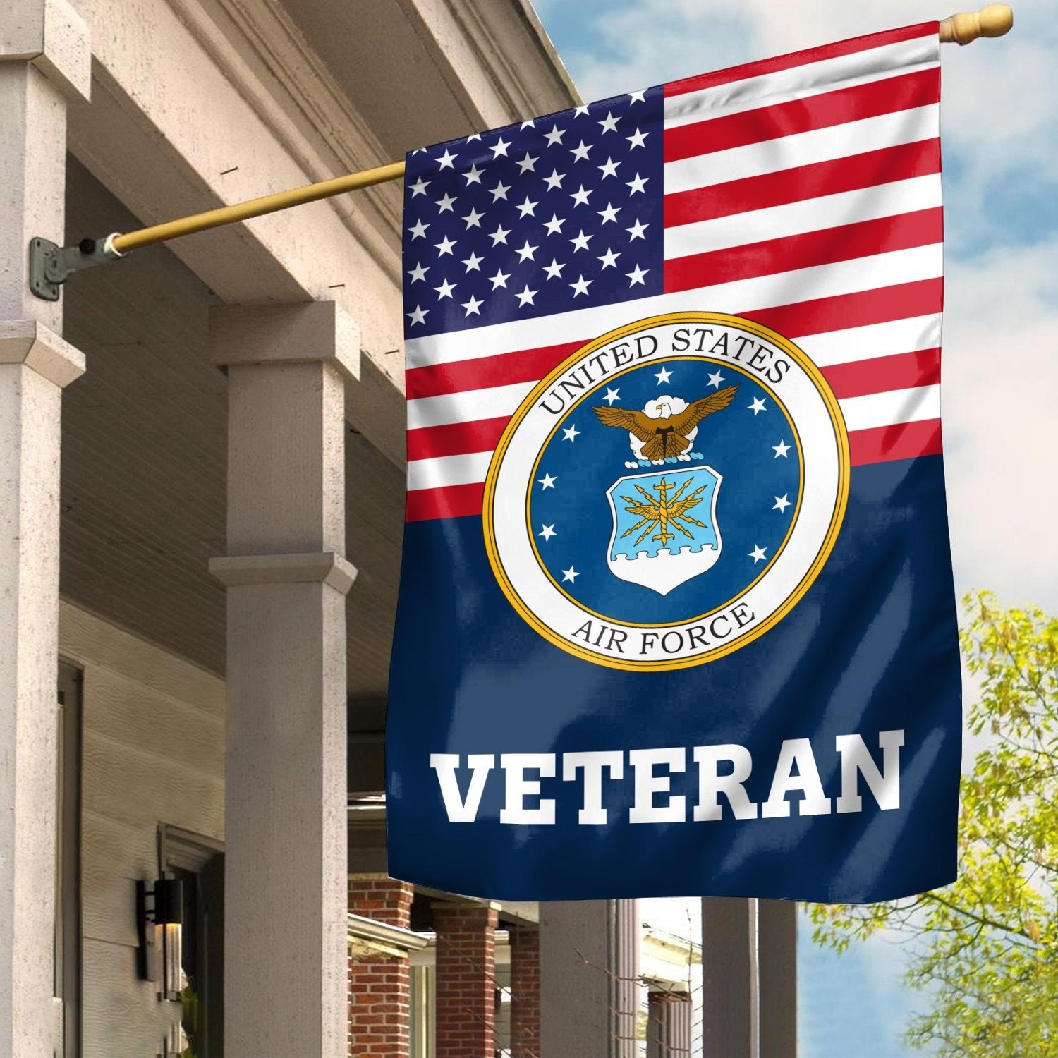 Premium USAF Veteran Flag VPVC111912, Custom Name, Rank, Year, Gift For Air Force Veteran, American Flag, Patriotic Flag, Garden Flag, House Flag, Gifts On Father's Day, Independence Day, Veterans Day.