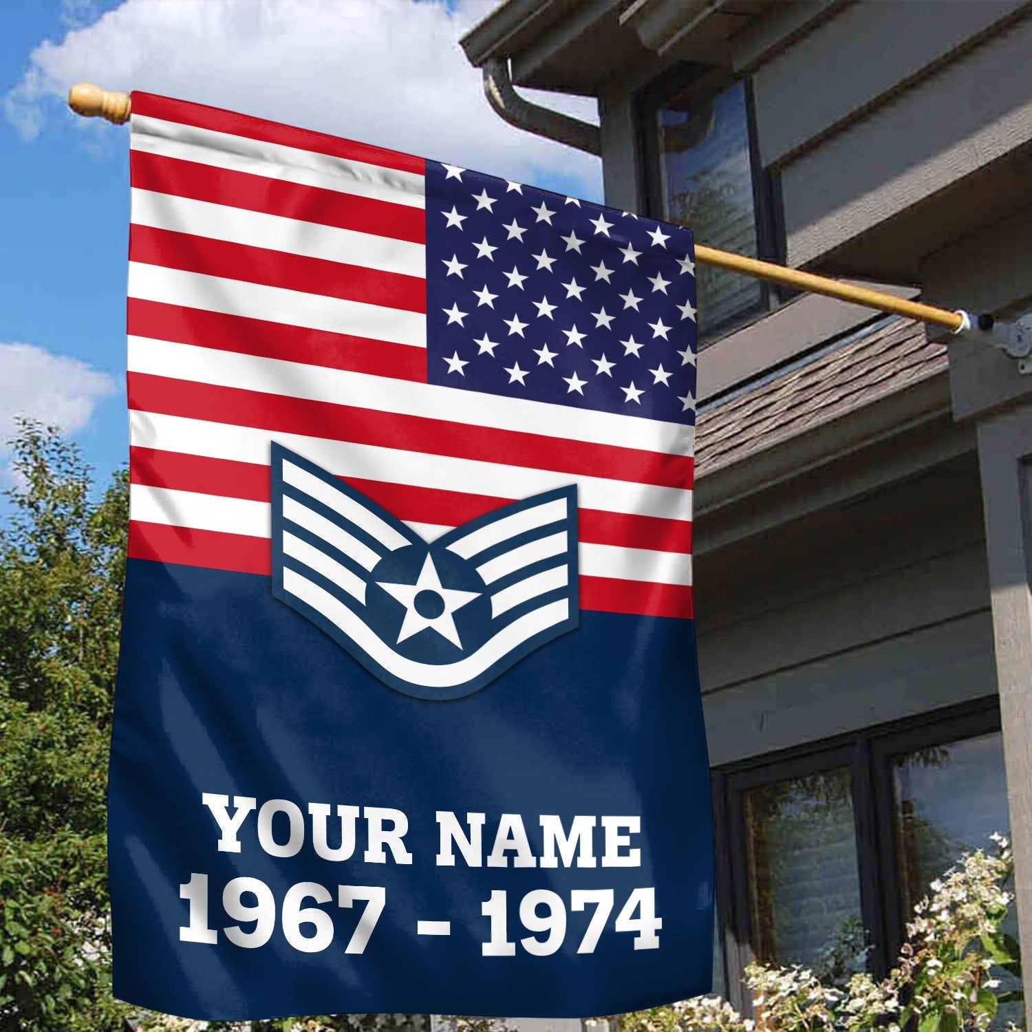 Premium USAF Veteran Flag VPVC111912, Custom Name, Rank, Year, Gift For Air Force Veteran, American Flag, Patriotic Flag, Garden Flag, House Flag, Gifts On Father's Day, Independence Day, Veterans Day.