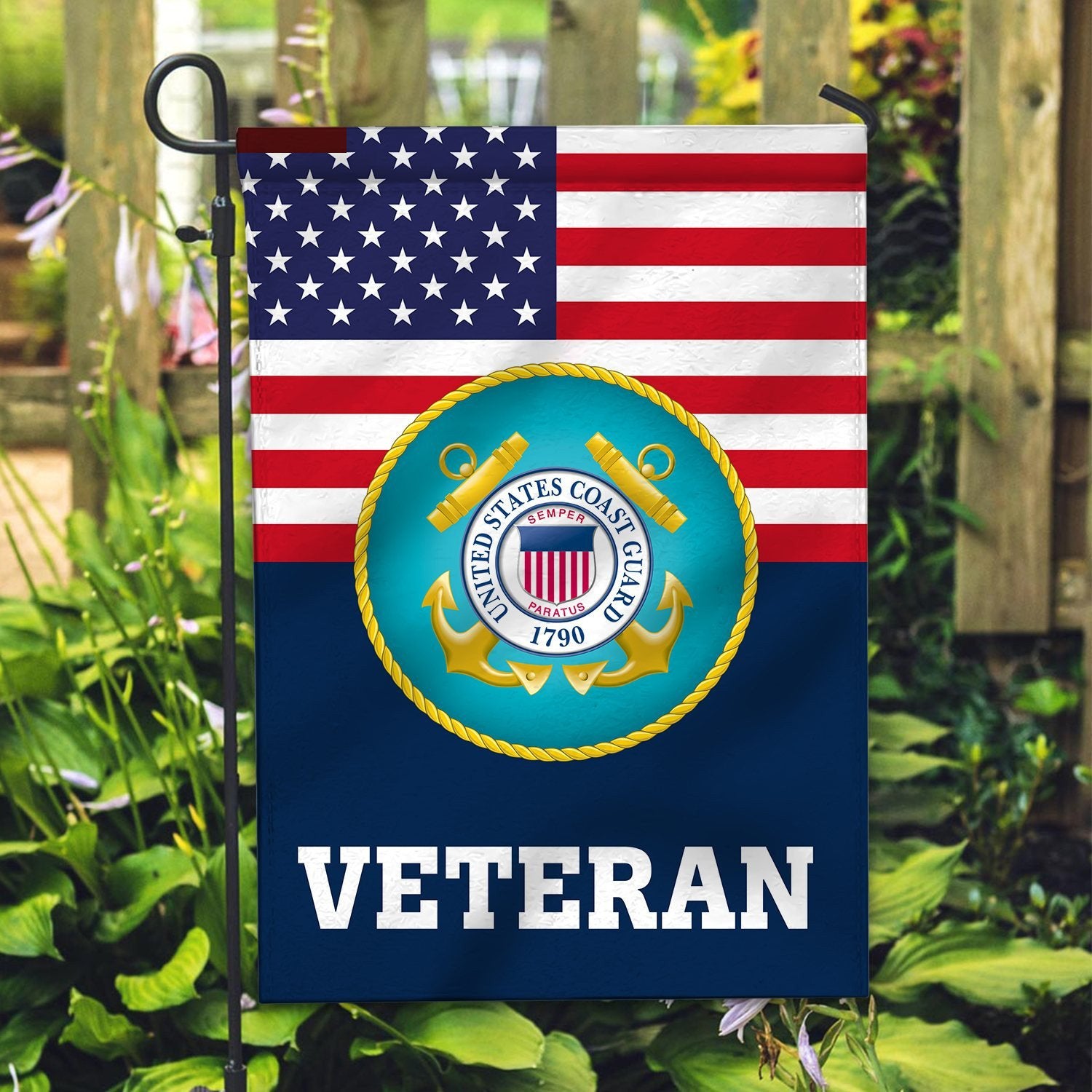 Premium USCG Veteran Flag VPVC111905, Custom Name, Rank, Year, Gift For Coast Guard Veteran, American Flag, Patriotic Flag, Garden Flag, House Flag, Gifts On Father's Day, Independence Day, Veterans Day.