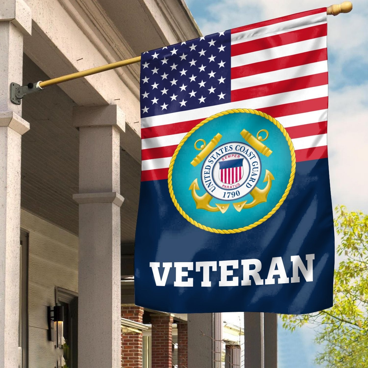 Premium USCG Veteran Flag VPVC111905, Custom Name, Rank, Year, Gift For Coast Guard Veteran, American Flag, Patriotic Flag, Garden Flag, House Flag, Gifts On Father's Day, Independence Day, Veterans Day.