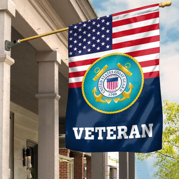 Premium USCG Veteran Flag VPVC111905, Custom Name, Rank, Year, Gift For Coast Guard Veteran, American Flag, Patriotic Flag, Garden Flag, House Flag, Gifts On Father's Day, Independence Day, Veterans Day.