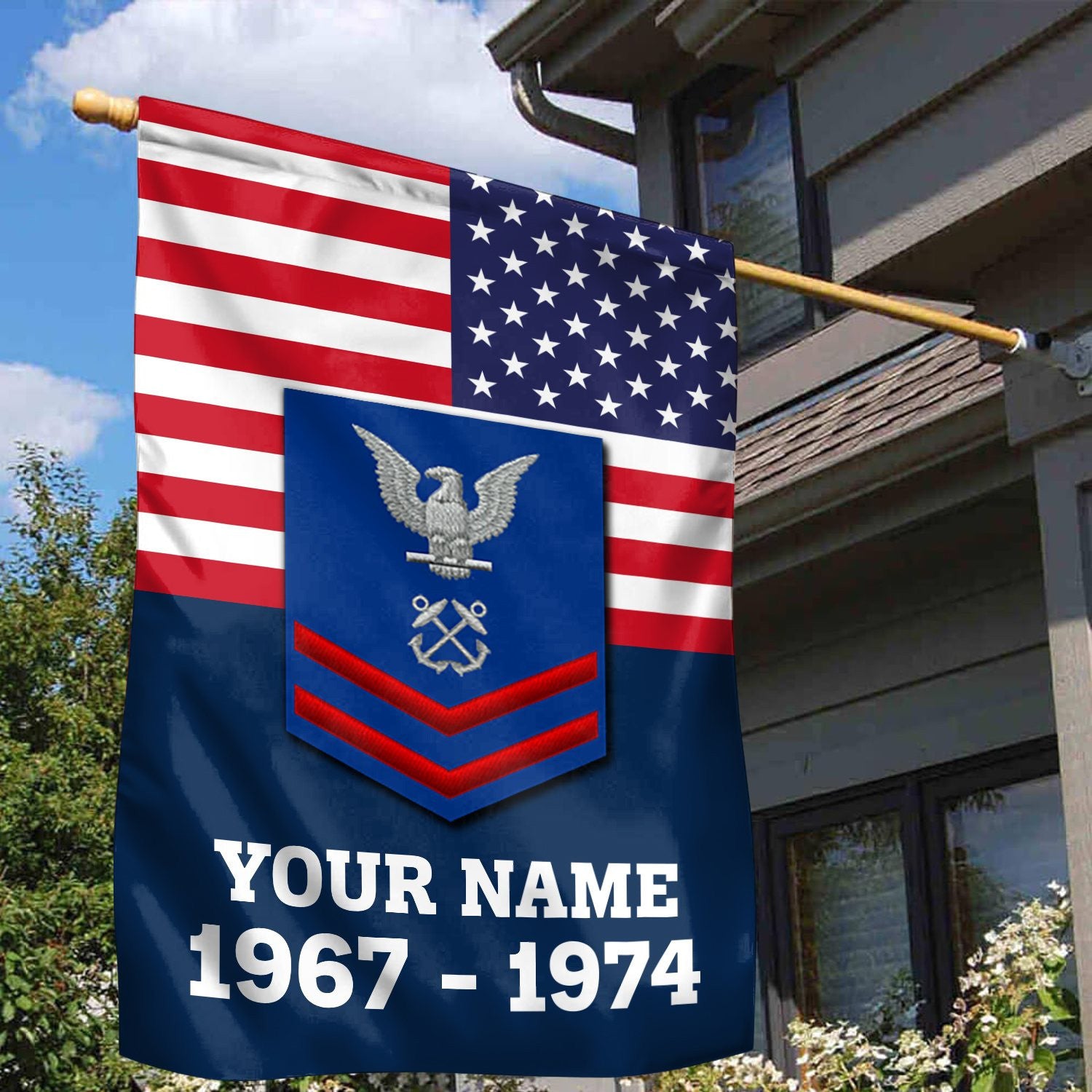 Premium USCG Veteran Flag VPVC111905, Custom Name, Rank, Year, Gift For Coast Guard Veteran, American Flag, Patriotic Flag, Garden Flag, House Flag, Gifts On Father's Day, Independence Day, Veterans Day.