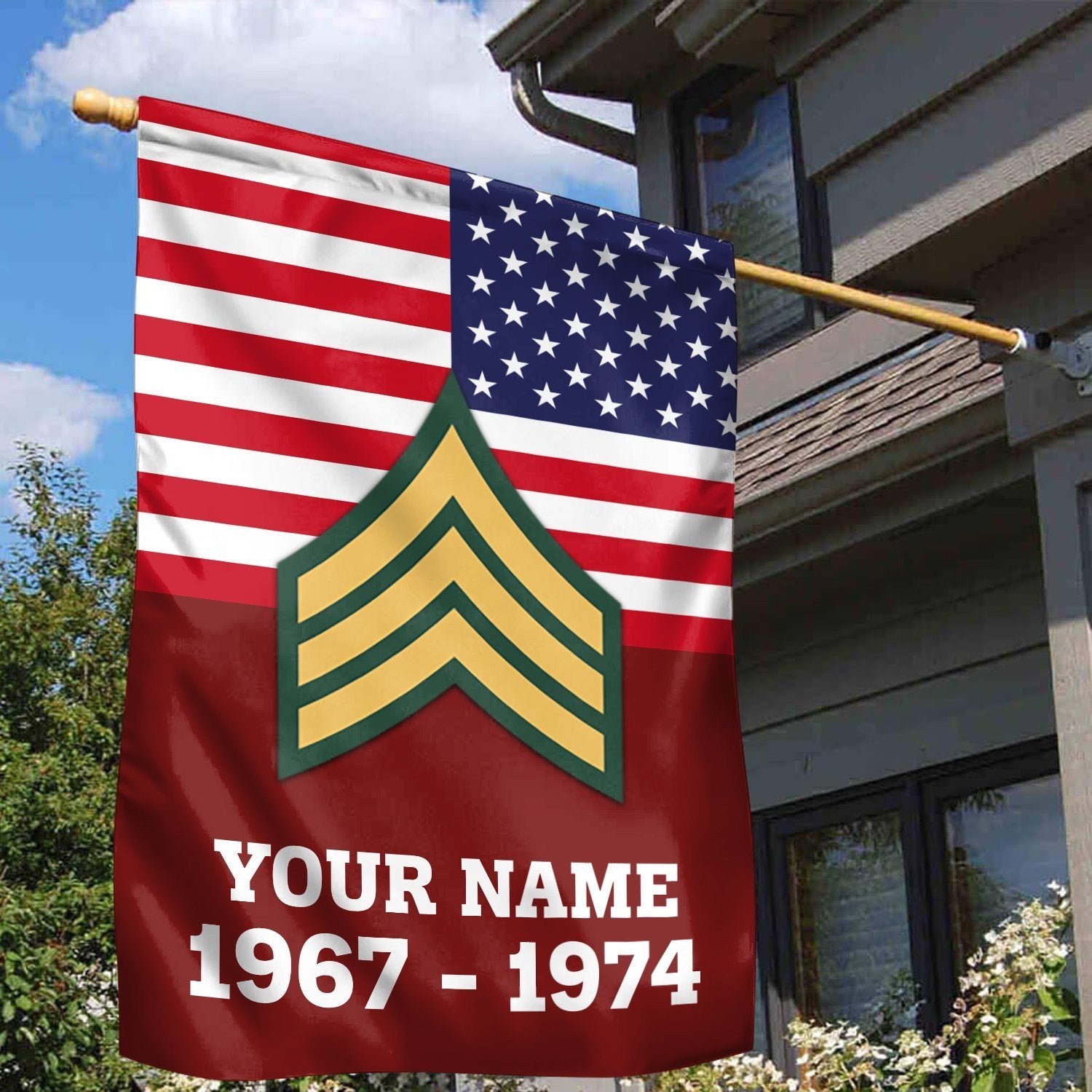 Premium US Veteran Flag VPVC111907, Custom Name, Rank, Year, Gift For US Veteran, American Flag, Patriotic Flag, Garden Flag, House Flag, Gifts On Father's Day, Independence Day, Veterans Day.
