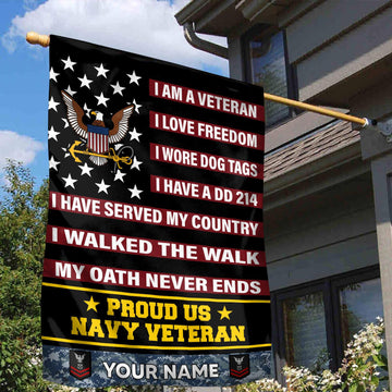 US Navy Veteran Flag VPVC112002, Custom Name, Rank, Gift For Navy Veteran, American Flag, Patriotic Flag, Garden Flag, House Flag